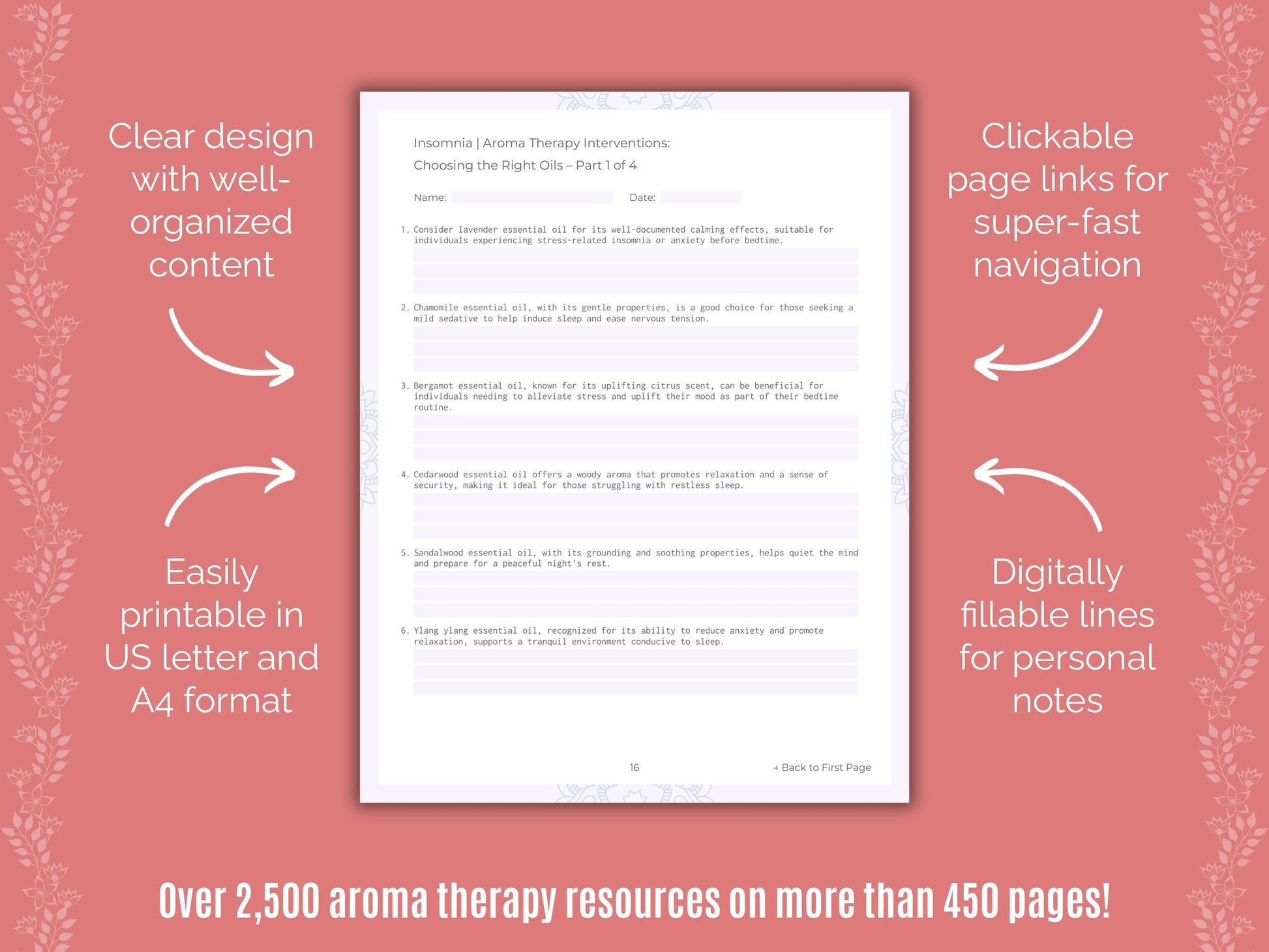 Insomnia Aroma Therapy Counseling Templates