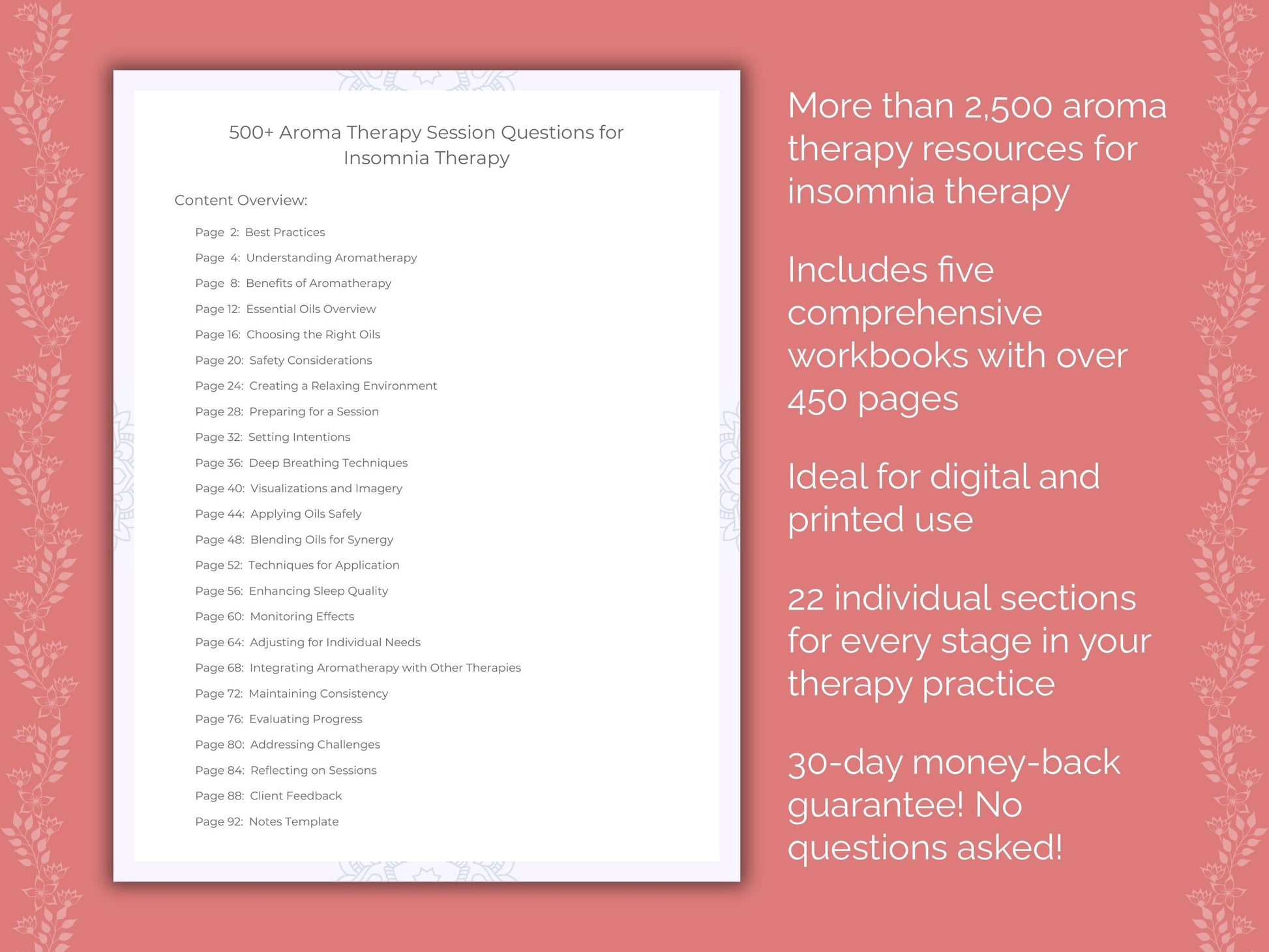 Insomnia Aroma Therapy Therapist Worksheets