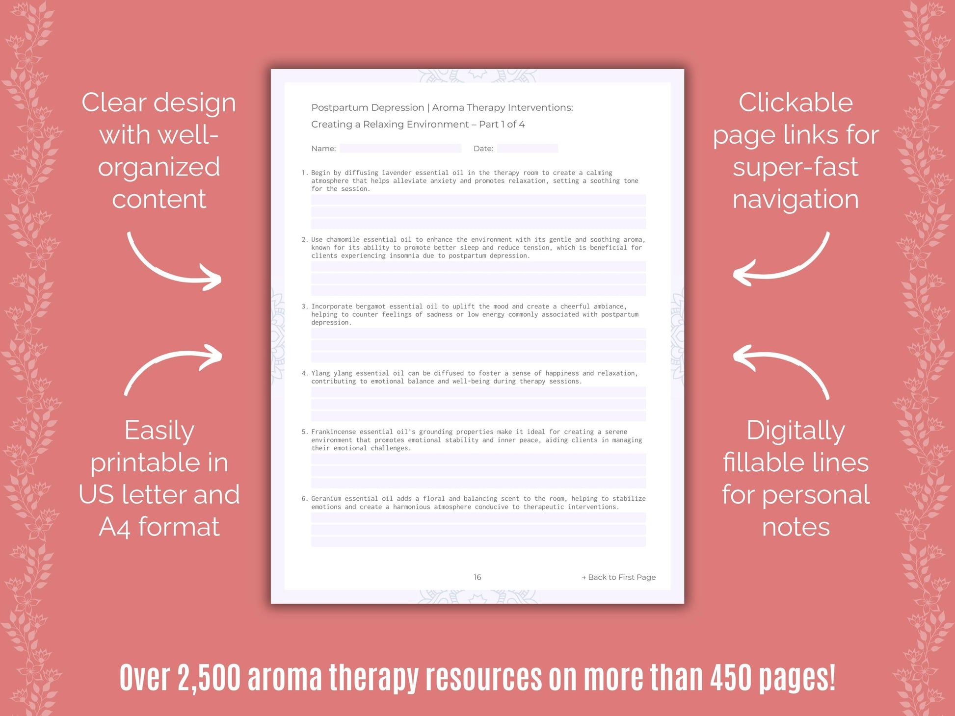 Postpartum Depression Aroma Therapy Counseling Templates