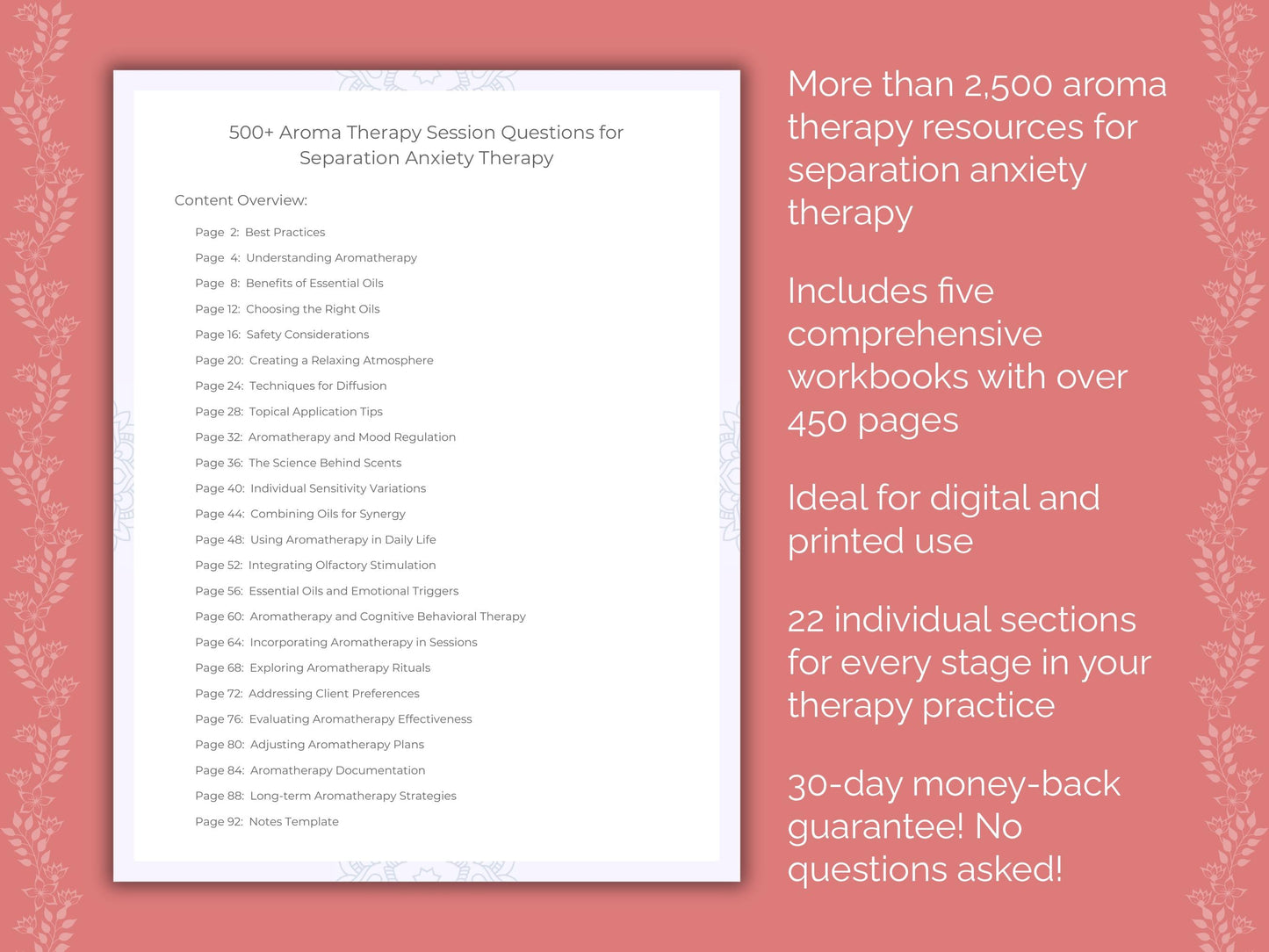 Separation Anxiety Aroma Therapy Therapist Worksheets