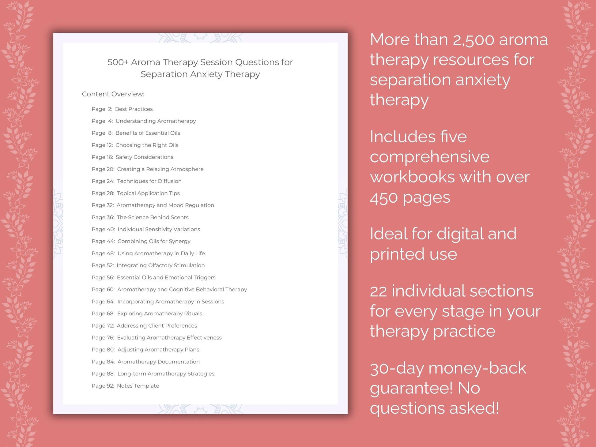Separation Anxiety Aroma Therapy Therapist Worksheets