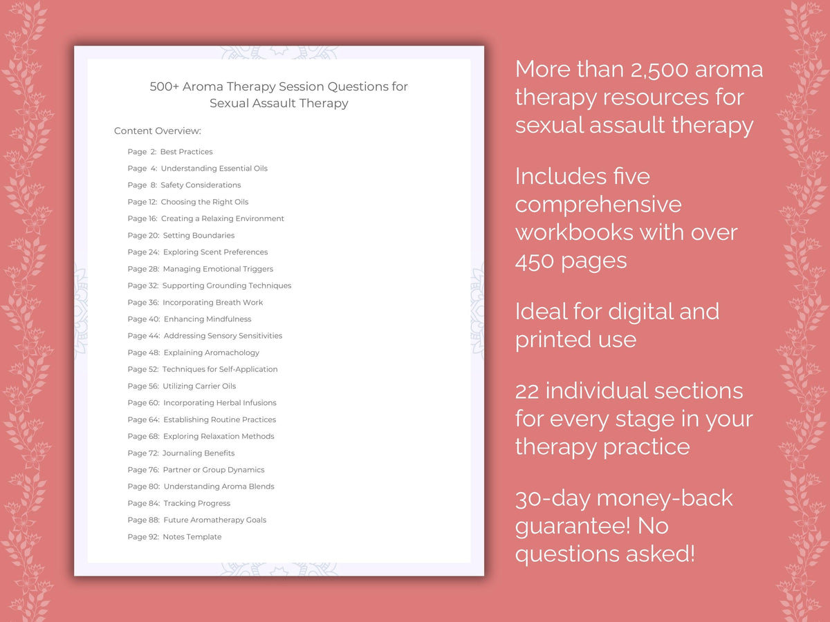 Sexual Assault Aroma Therapy Therapist Worksheets