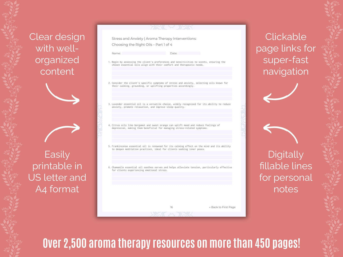 Stress and Anxiety Aroma Therapy Counseling Templates