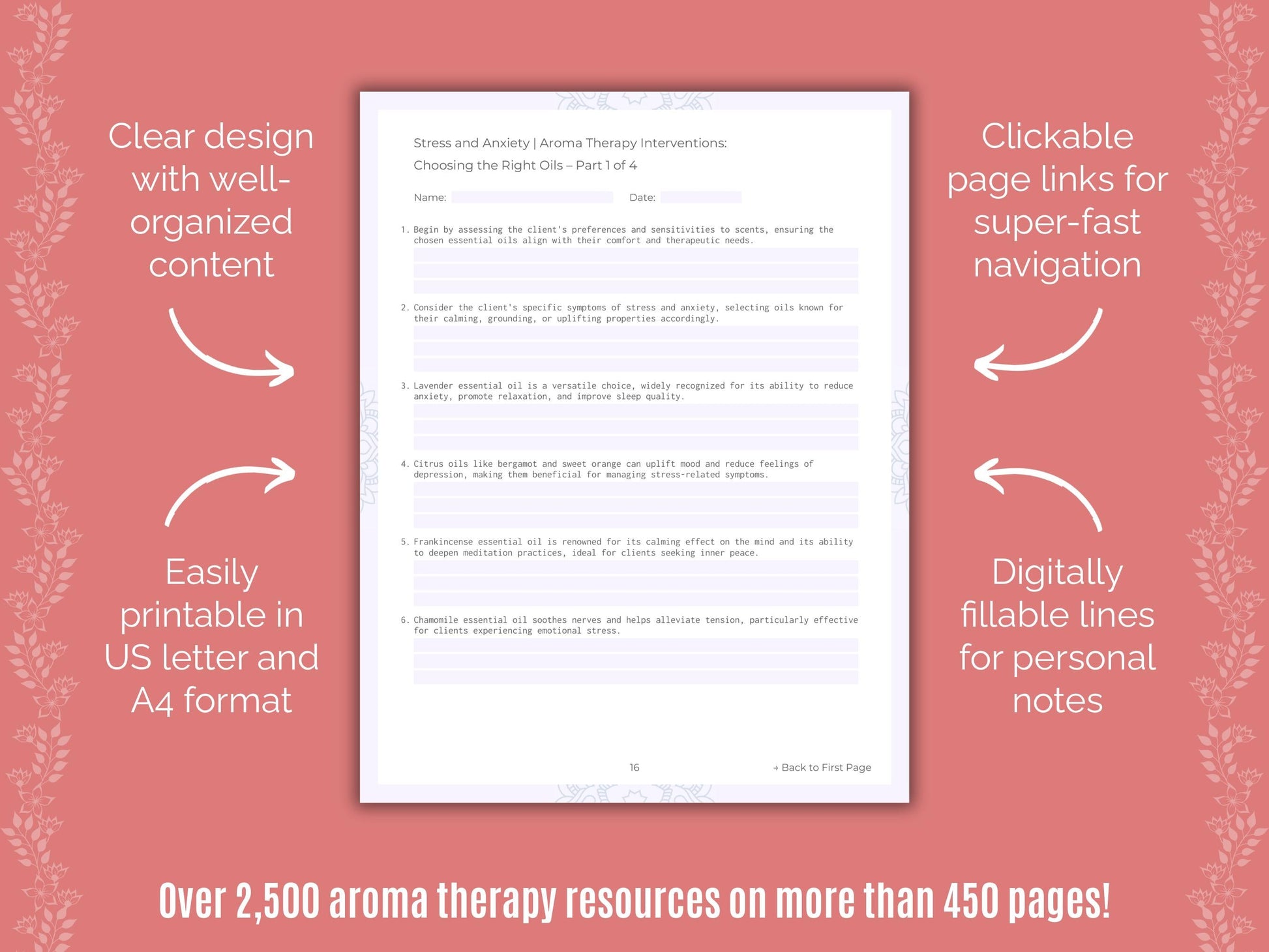 Stress and Anxiety Aroma Therapy Counseling Templates