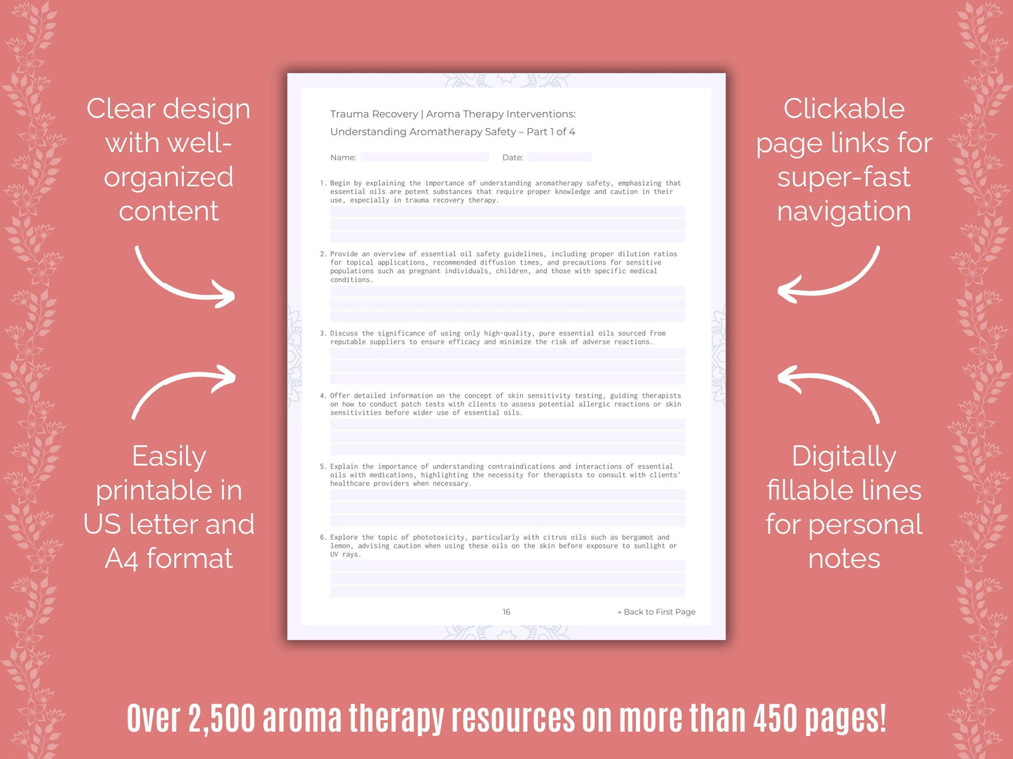 Trauma Recovery Aroma Therapy Counseling Templates