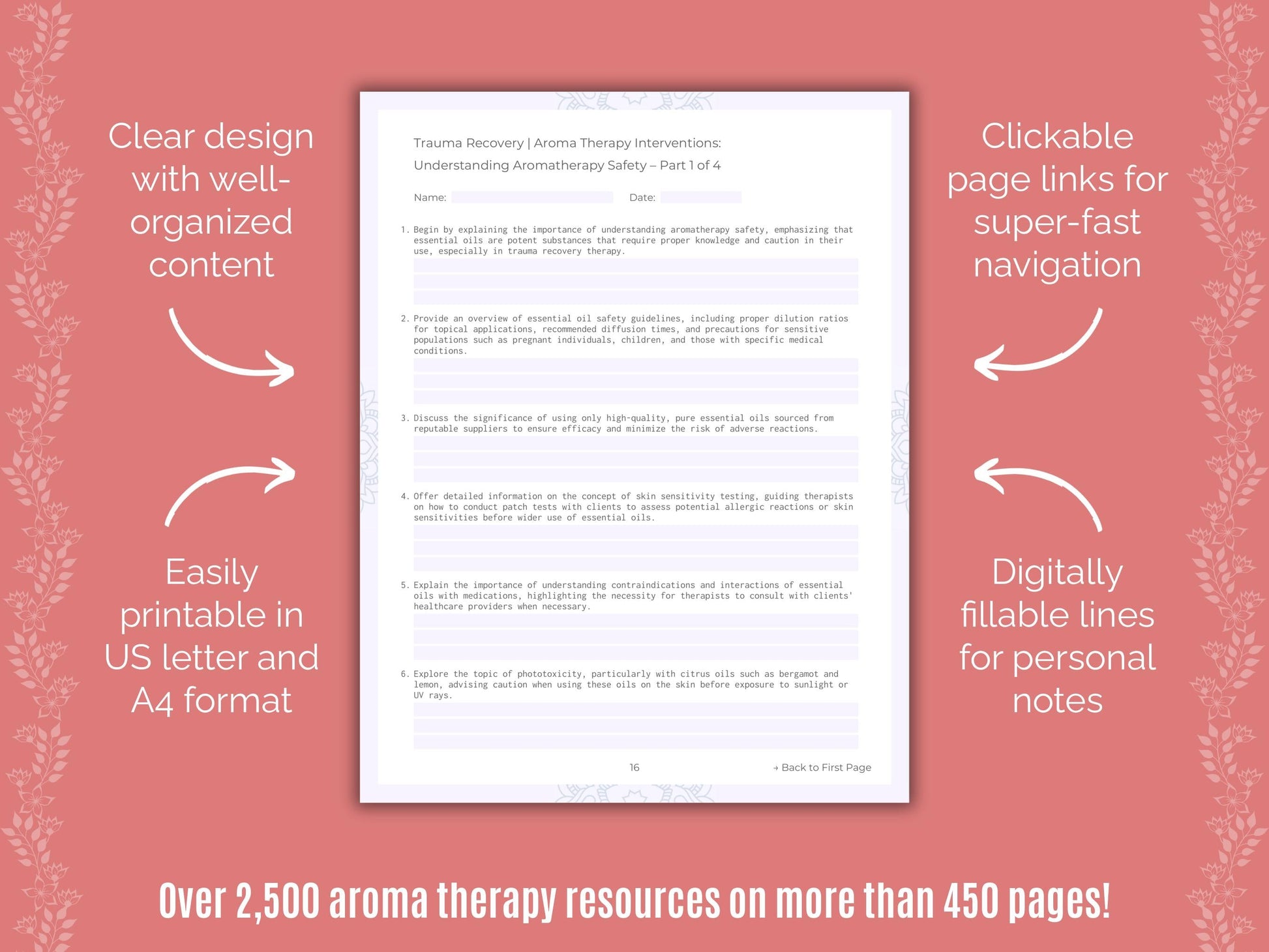 Trauma Recovery Aroma Therapy Counseling Templates