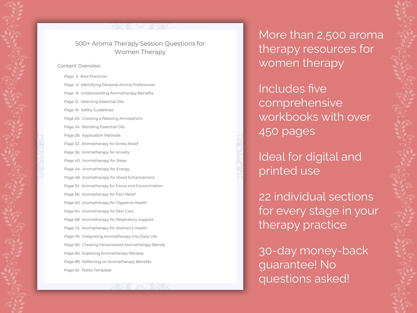 Women Aroma Therapy Therapist Worksheets