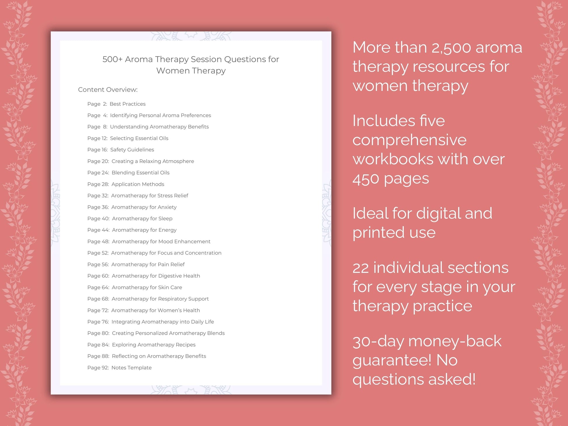 Women Aroma Therapy Therapist Worksheets