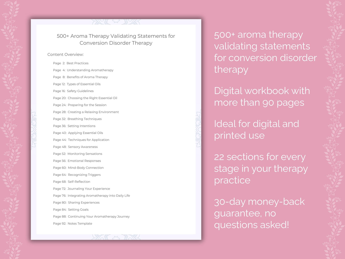 Conversion Disorder Aroma Therapy Therapist Worksheets