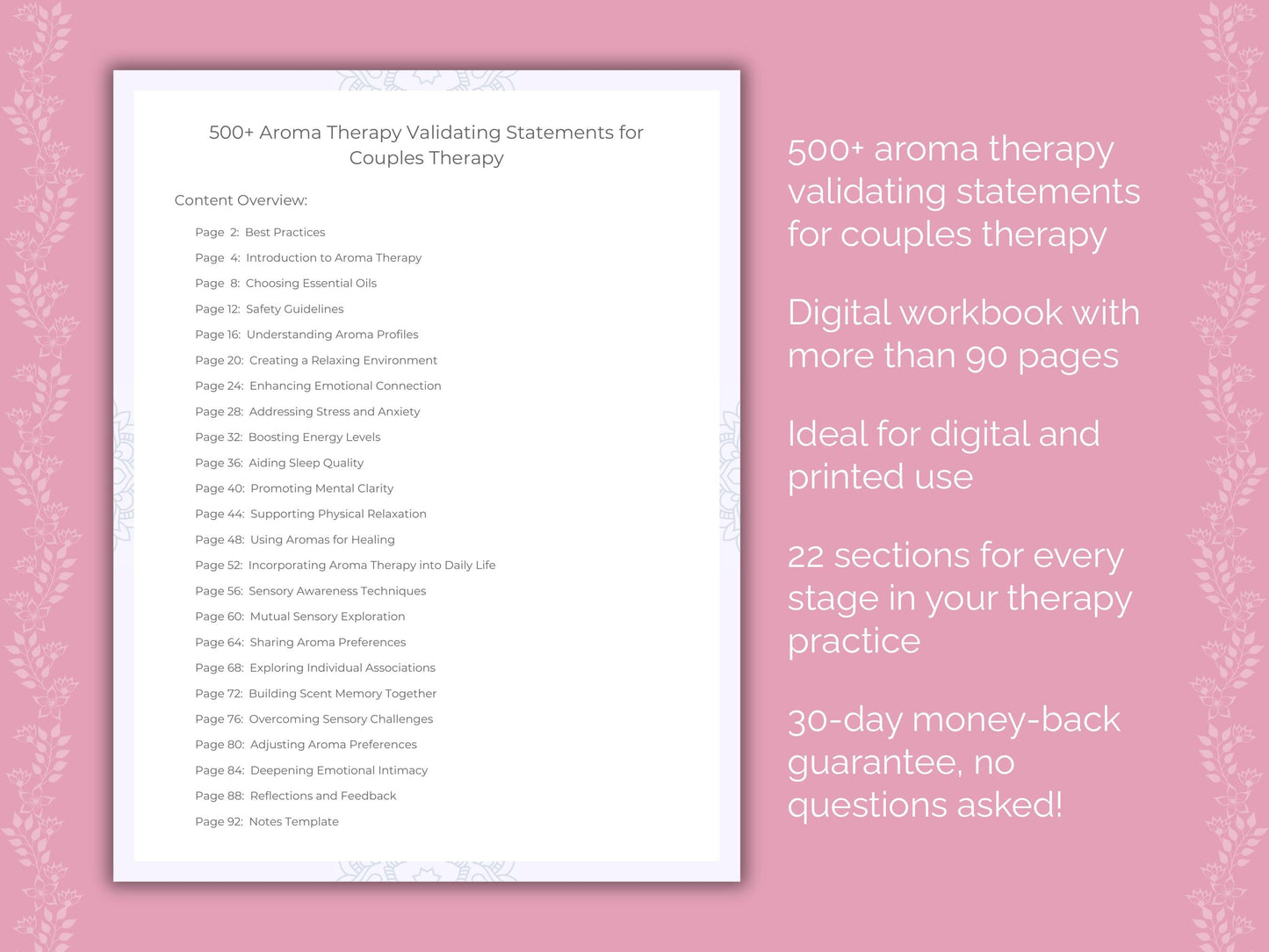 Couples Aroma Therapy Therapist Worksheets