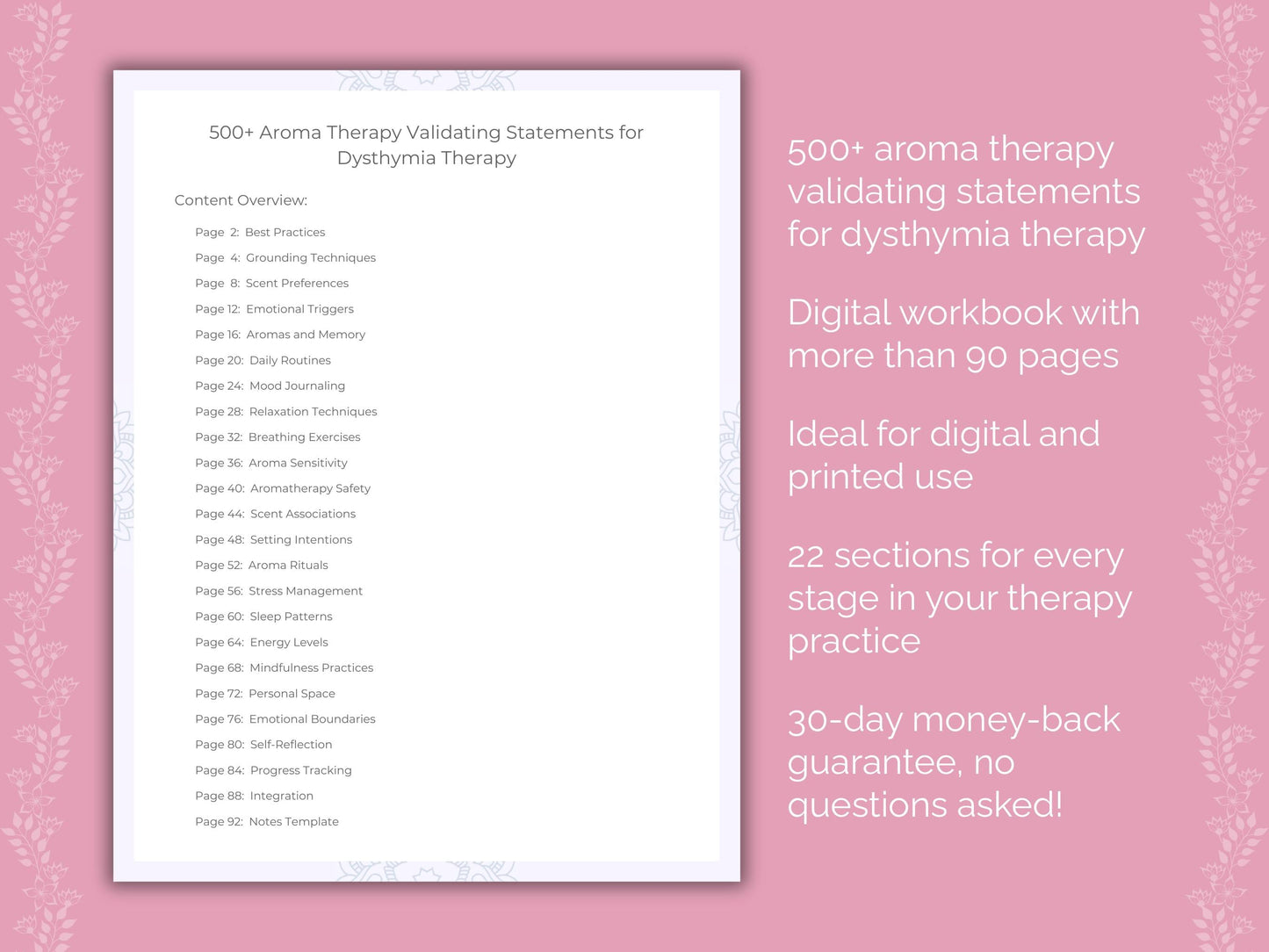 Dysthymia Aroma Therapy Therapist Worksheets