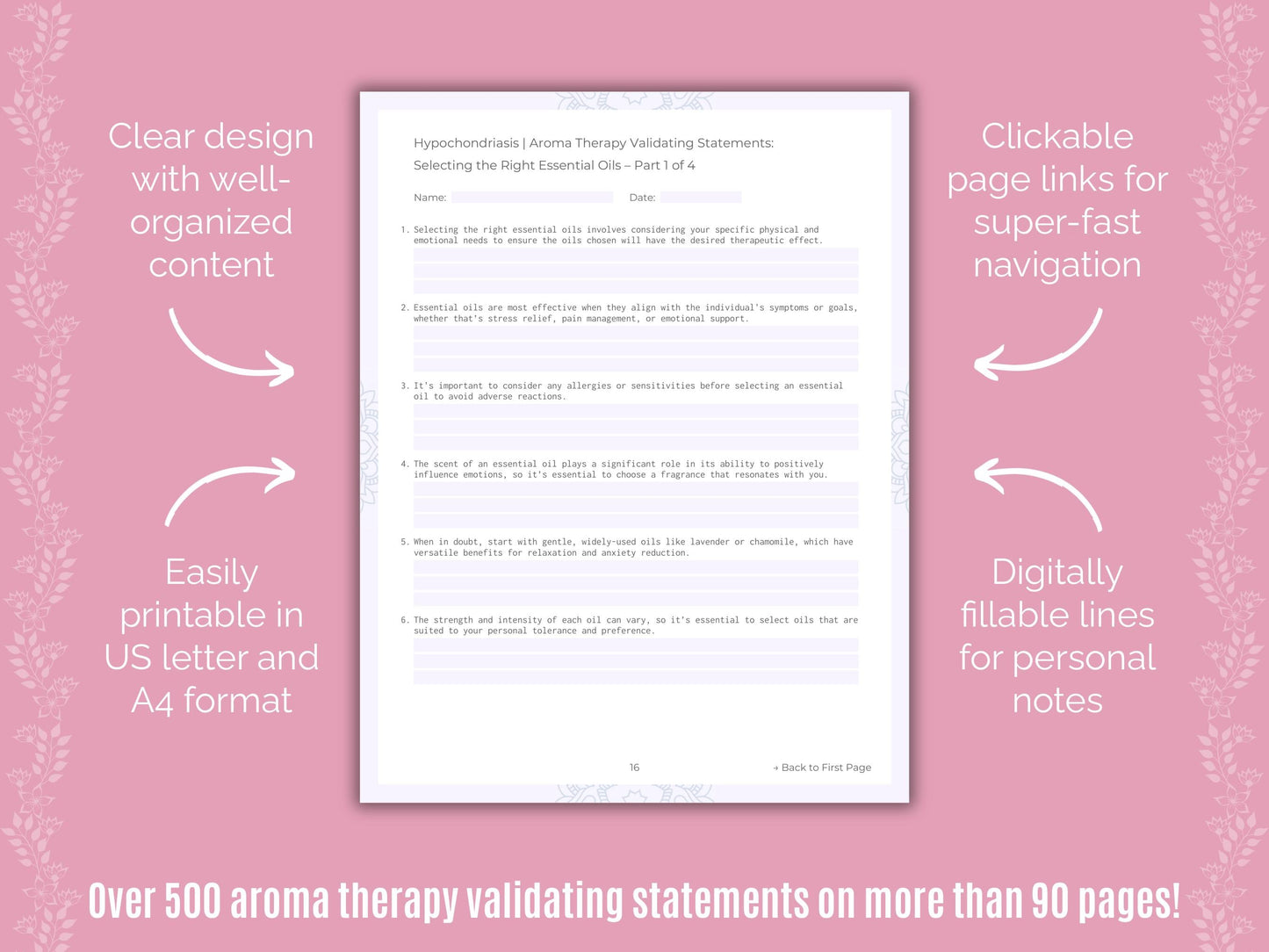 Hypochondriasis Aroma Therapy Counseling Templates