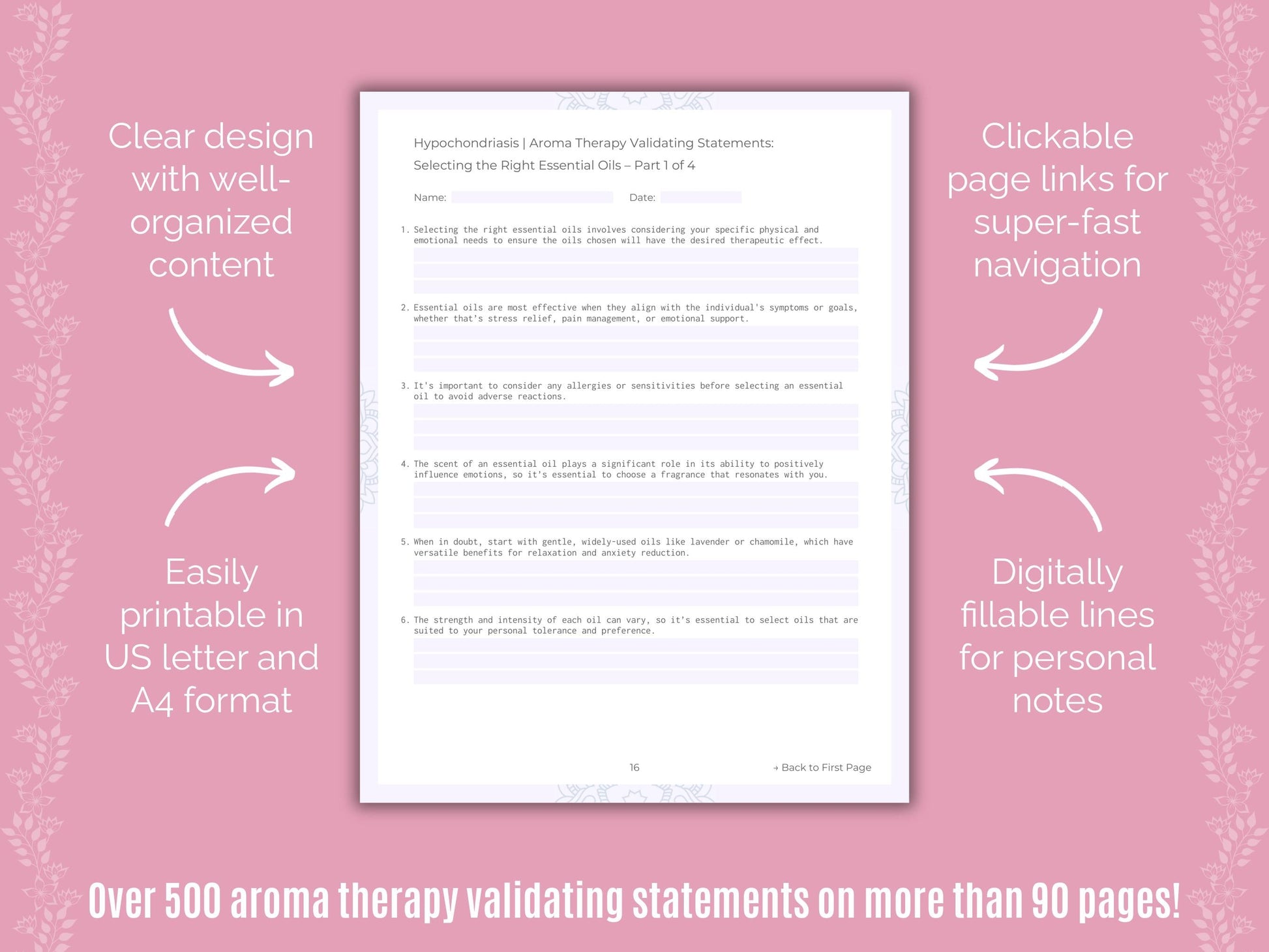 Hypochondriasis Aroma Therapy Counseling Templates