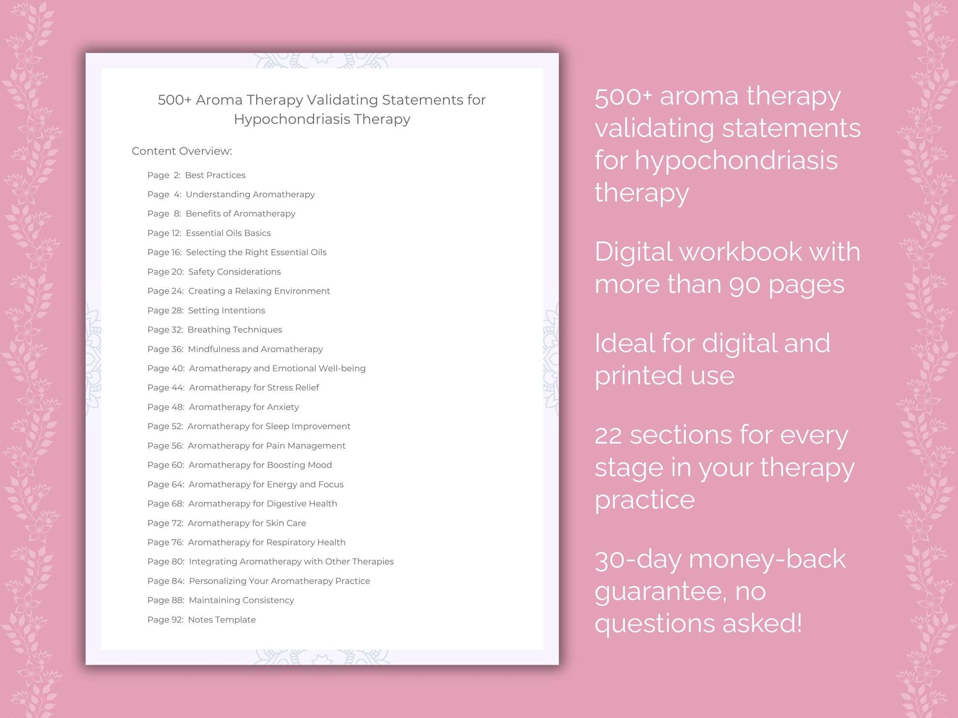 Hypochondriasis Aroma Therapy Therapist Worksheets