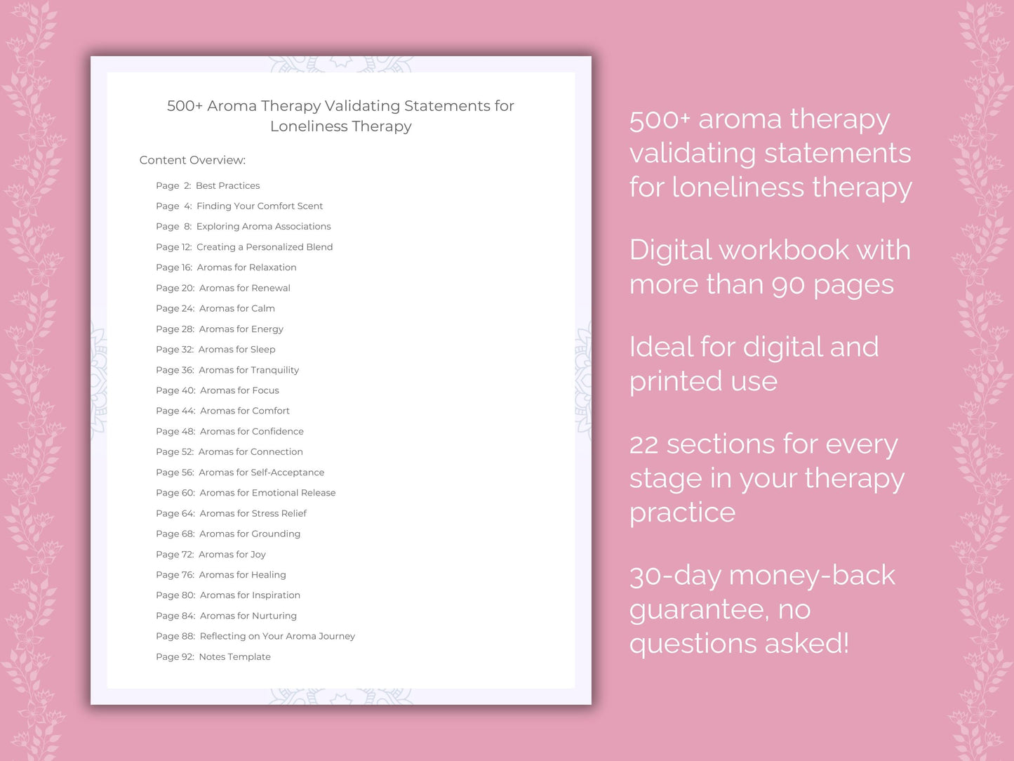 Loneliness Aroma Therapy Therapist Worksheets