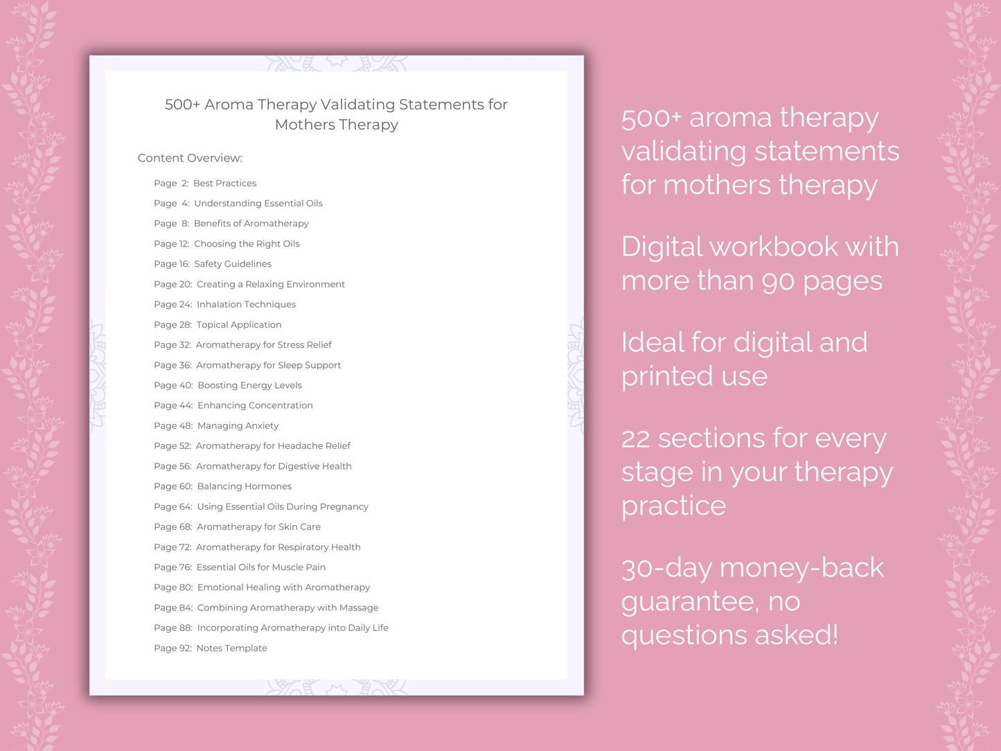 Mothers Aroma Therapy Therapist Worksheets