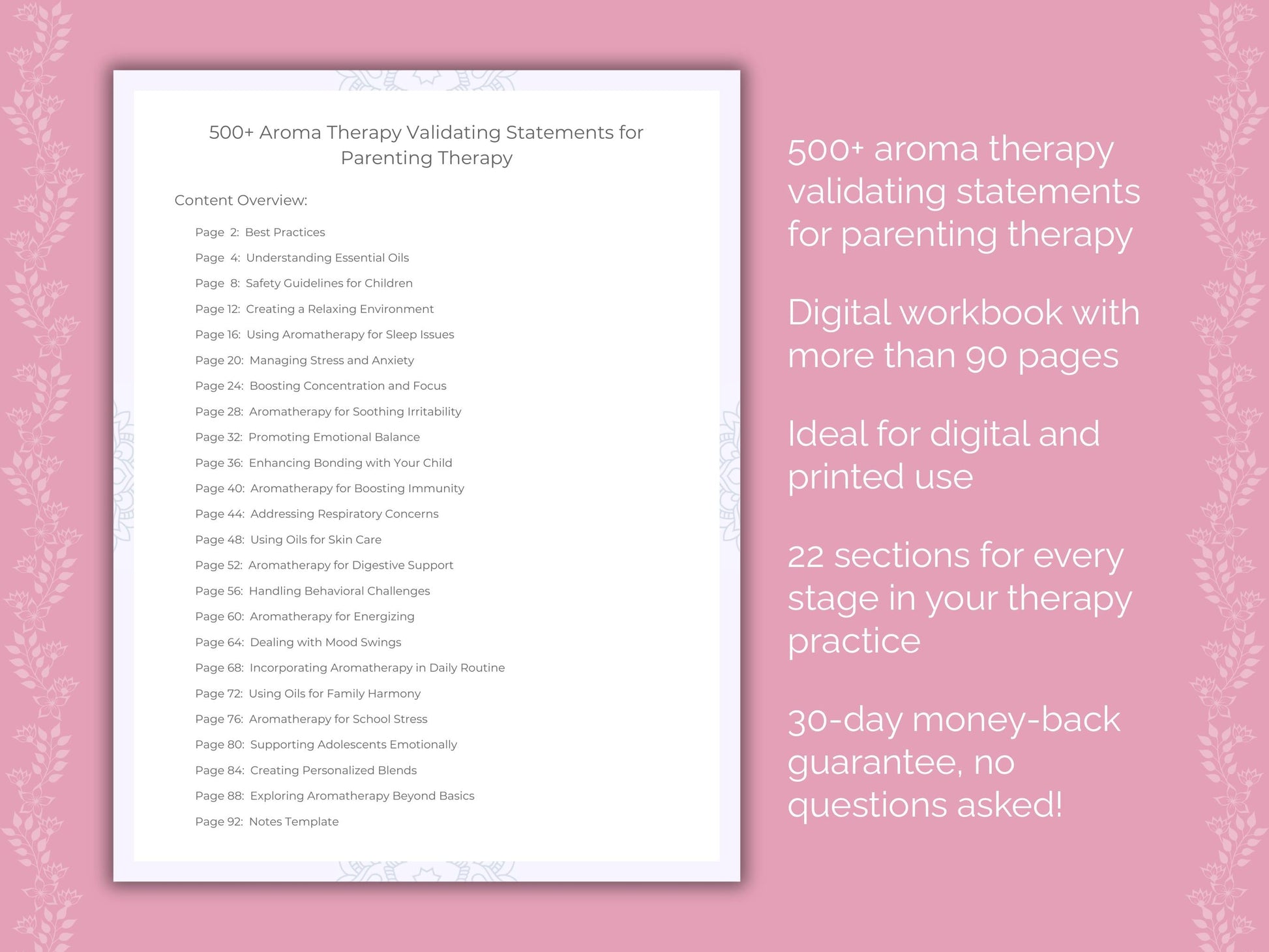 Parenting Aroma Therapy Therapist Worksheets
