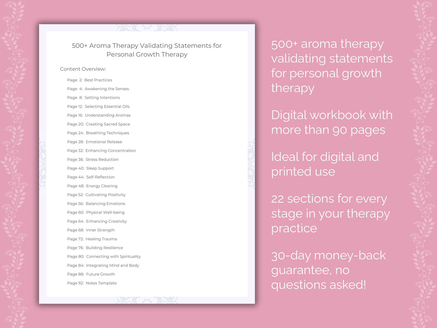 Personal Growth Aroma Therapy Therapist Worksheets