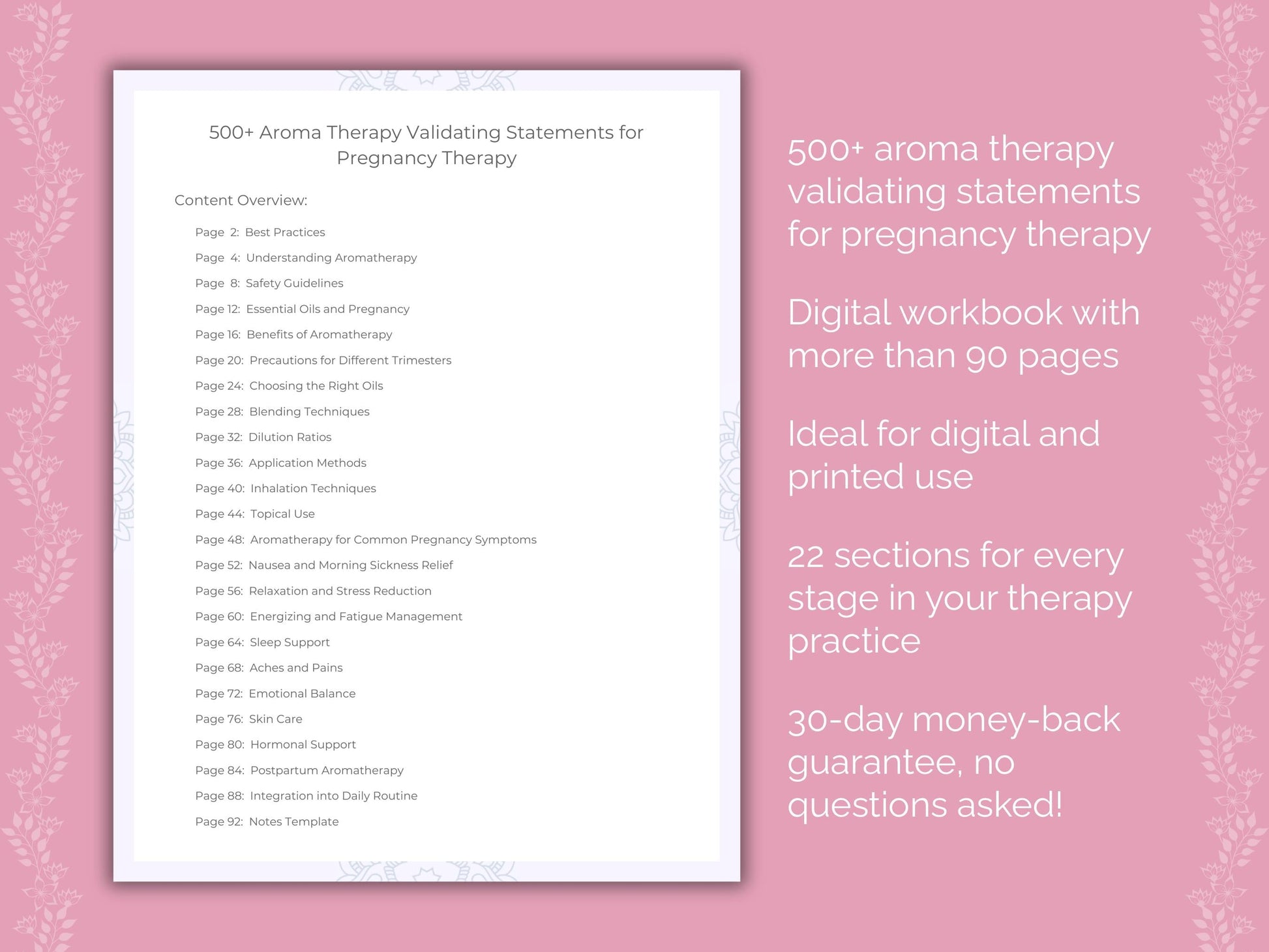 Pregnancy Aroma Therapy Therapist Worksheets