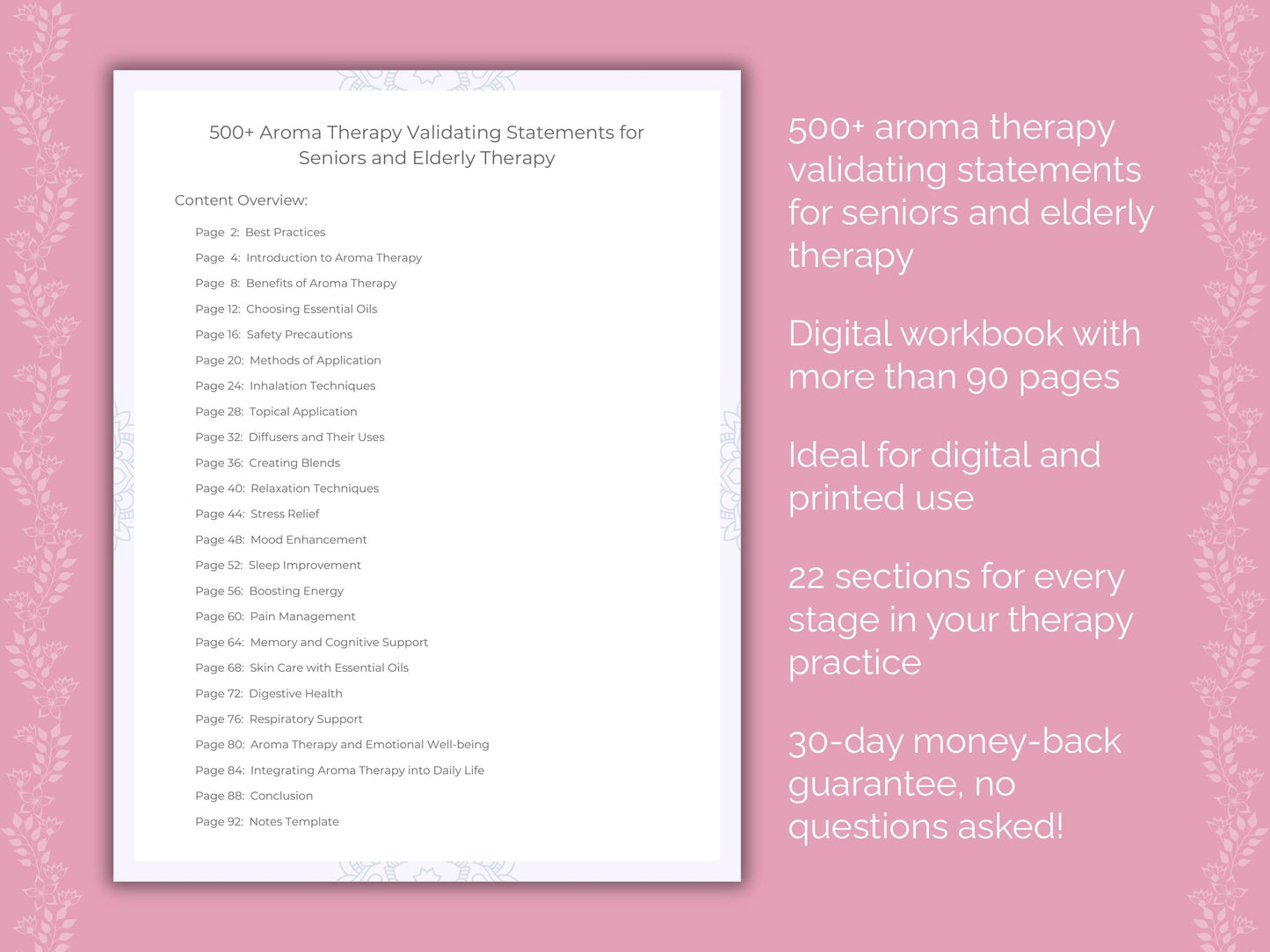 Seniors and Elderly Aroma Therapy Therapist Worksheets