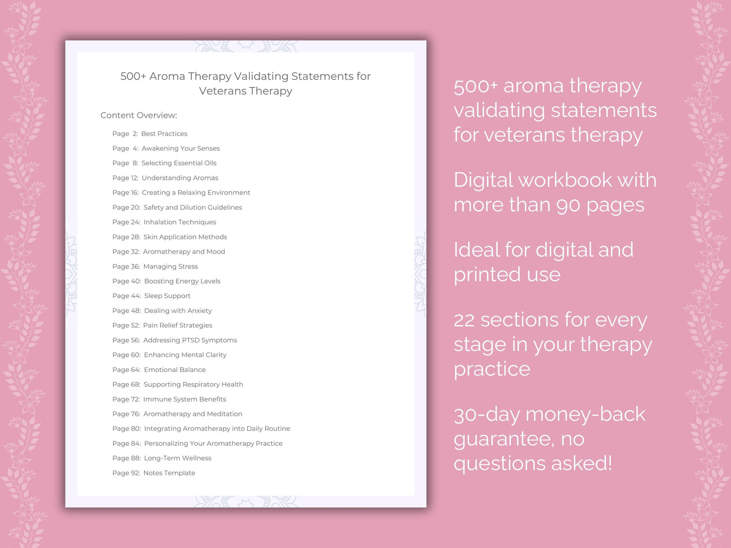 Veterans Aroma Therapy Therapist Worksheets