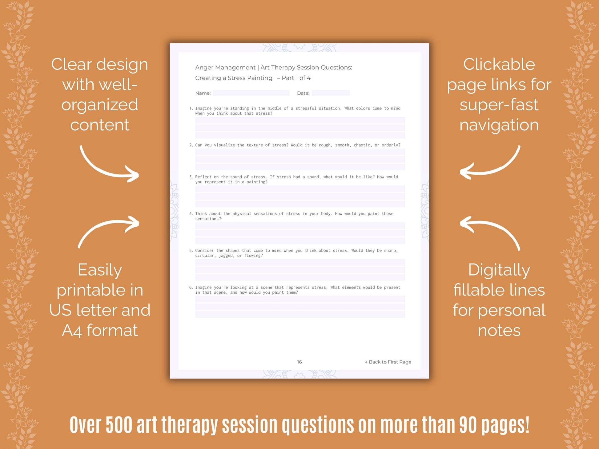 Anger Management Art Therapy Counseling Templates