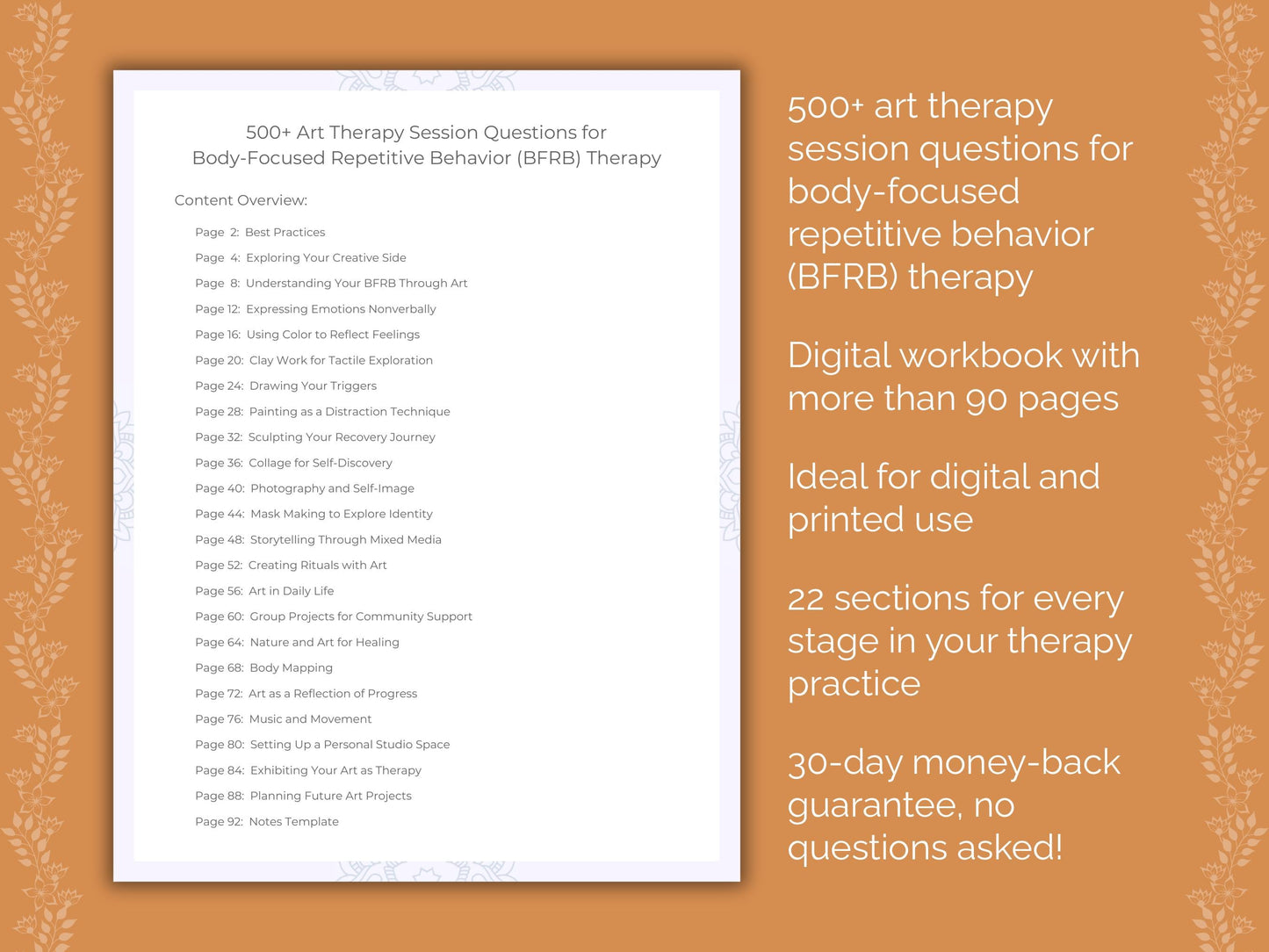 Body-Focused Repetitive Behavior (BFRB) Art Therapy Therapist Worksheets