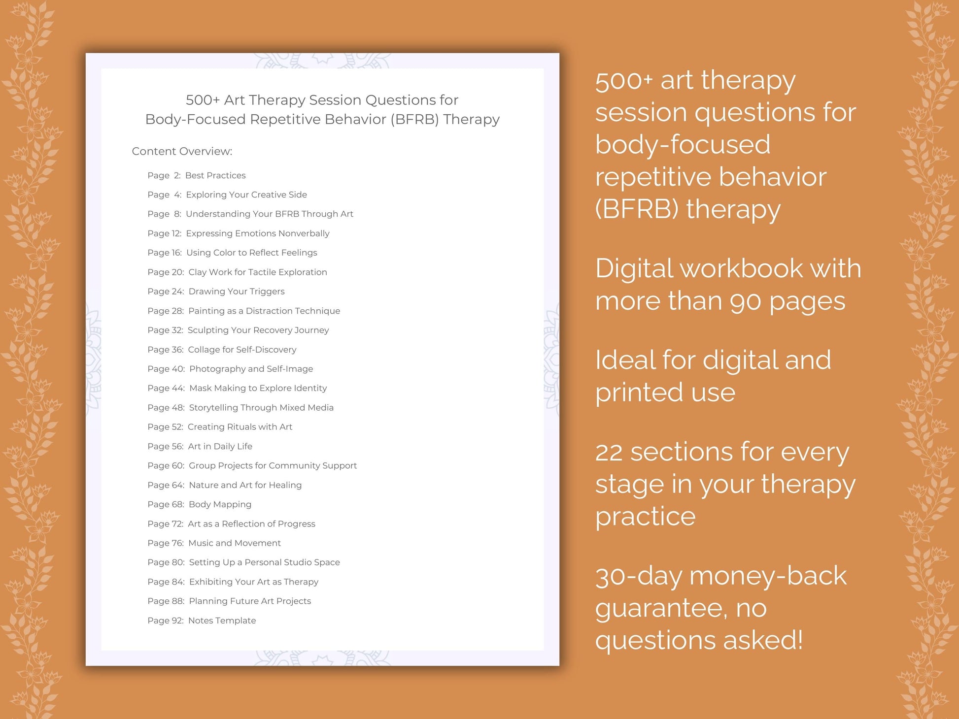 Body-Focused Repetitive Behavior (BFRB) Art Therapy Therapist Worksheets