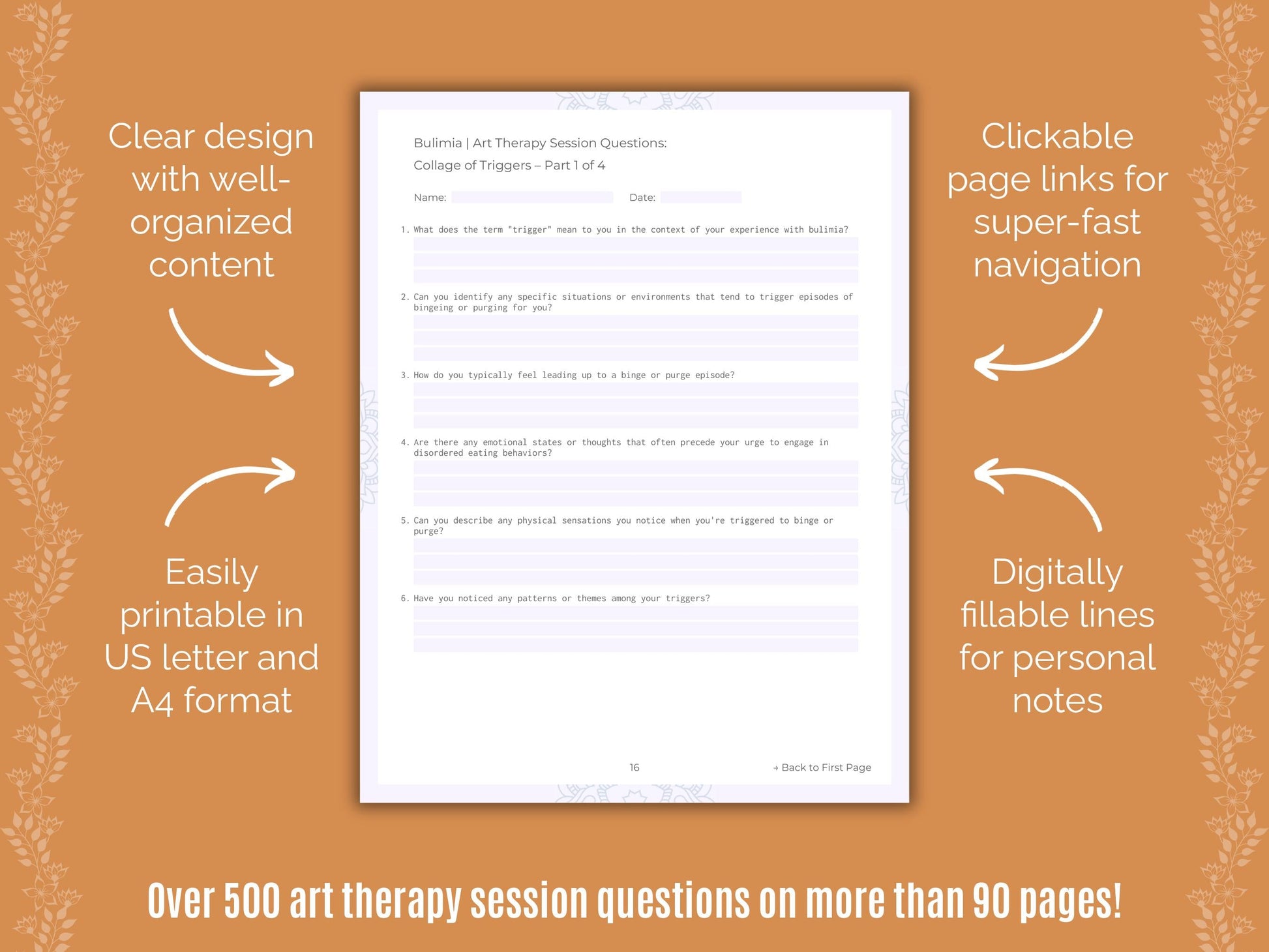 Bulimia Art Therapy Counseling Templates