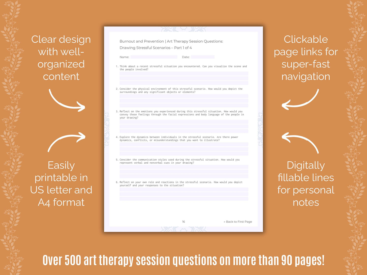 Burnout and Prevention Art Therapy Counseling Templates