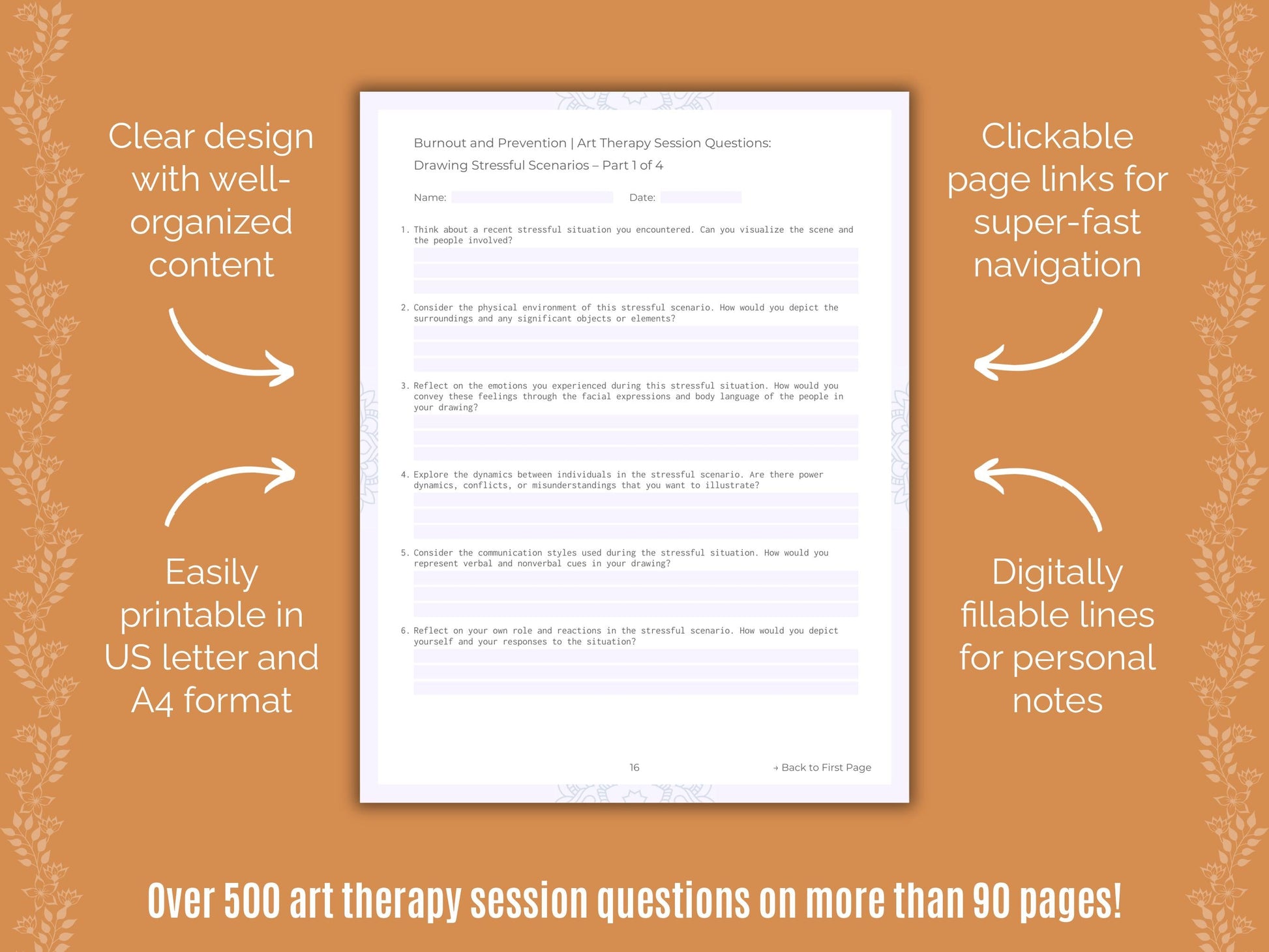 Burnout and Prevention Art Therapy Counseling Templates