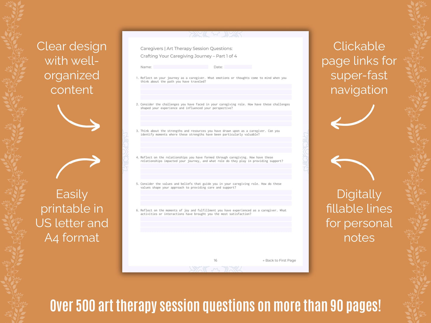 Caregivers Art Therapy Counseling Templates