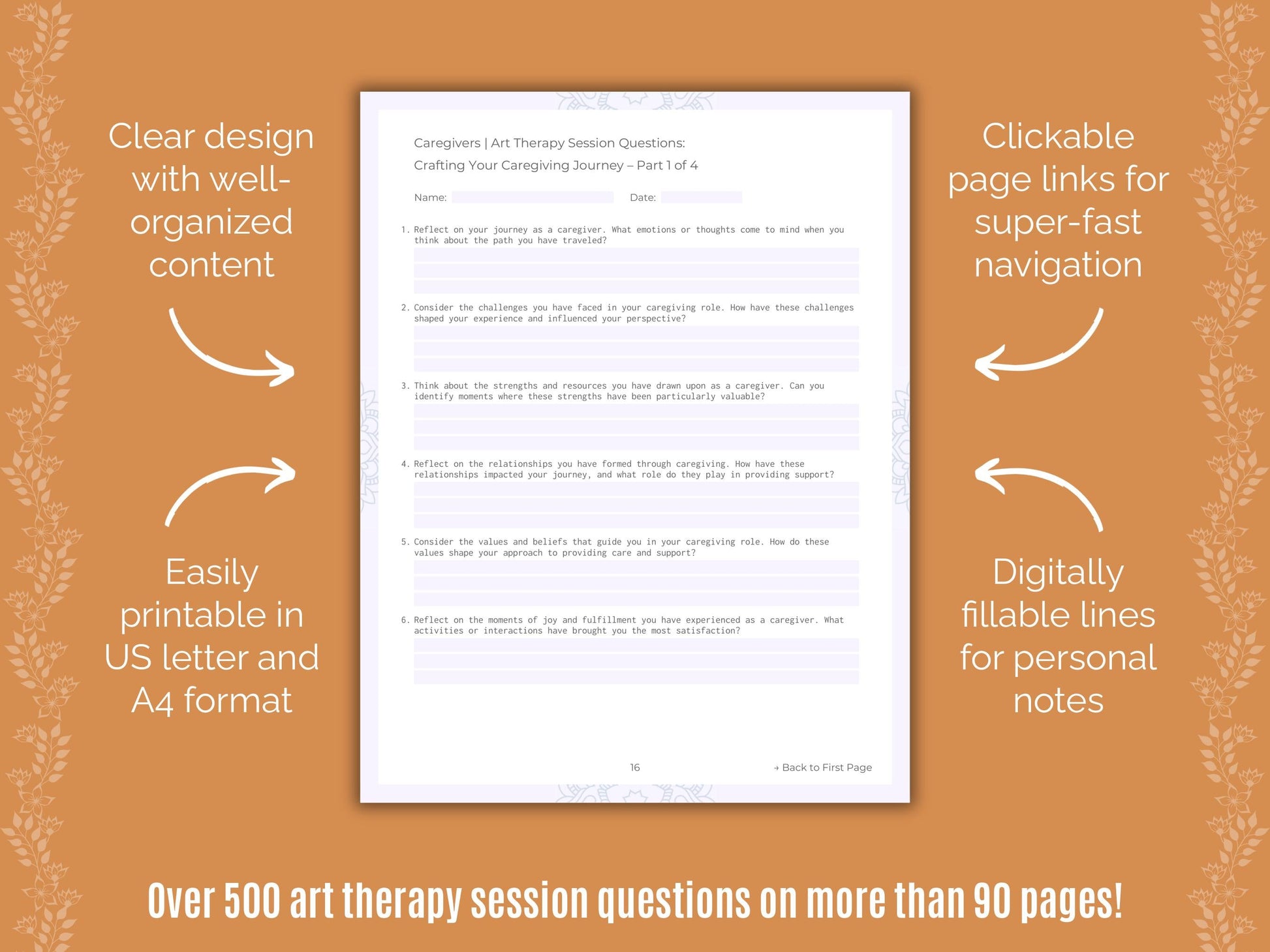 Caregivers Art Therapy Counseling Templates