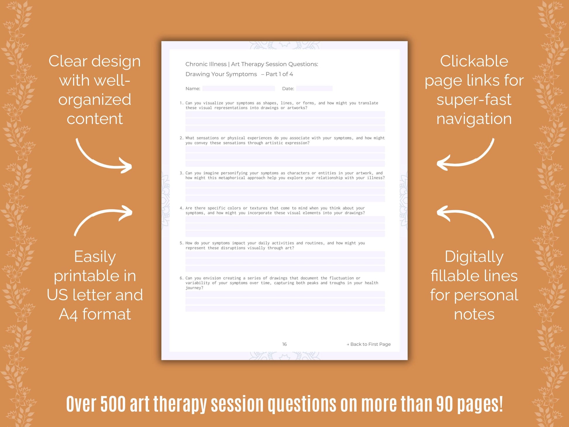 Chronic Illness Art Therapy Counseling Templates