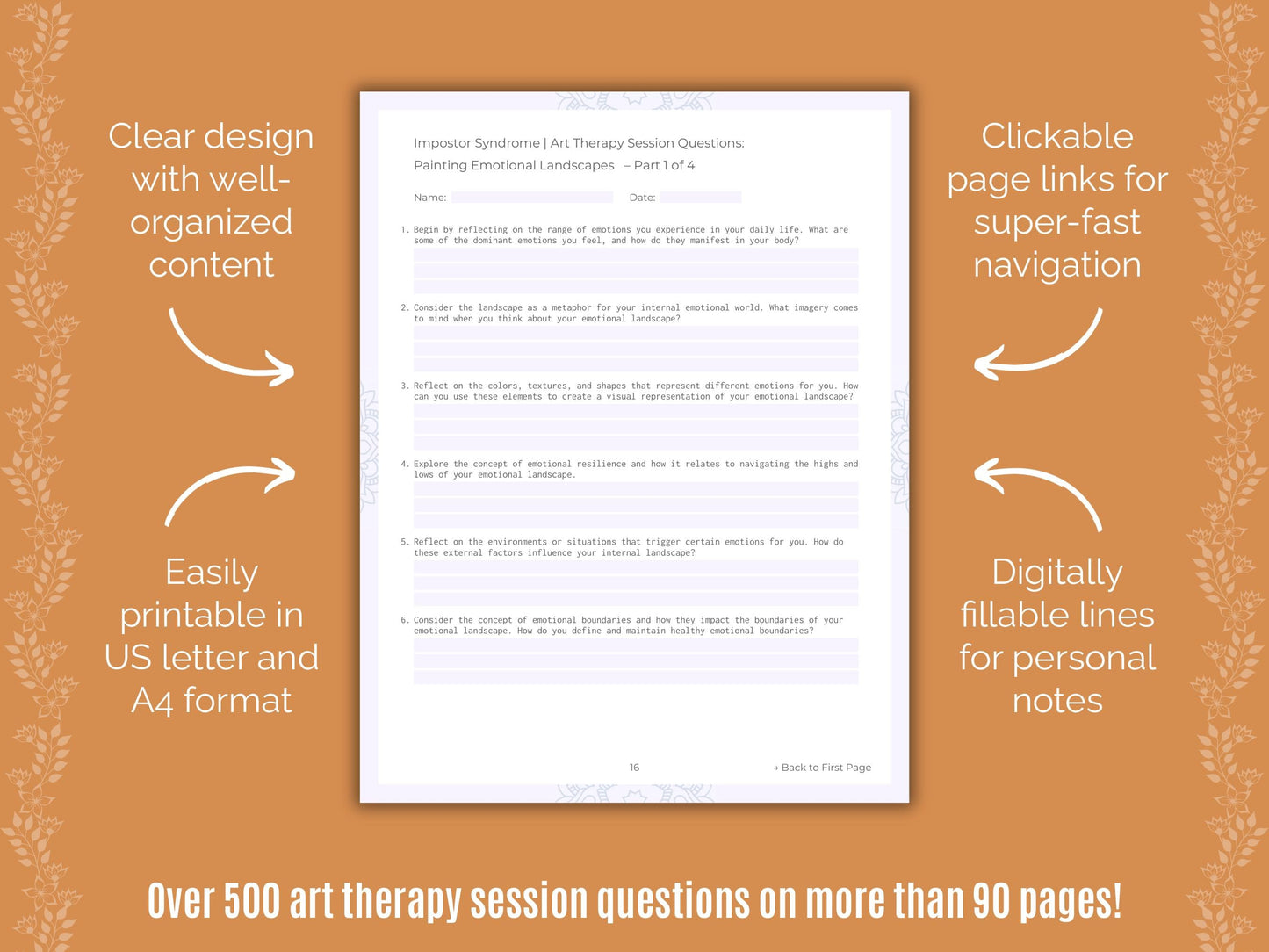 Impostor Syndrome Art Therapy Counseling Templates