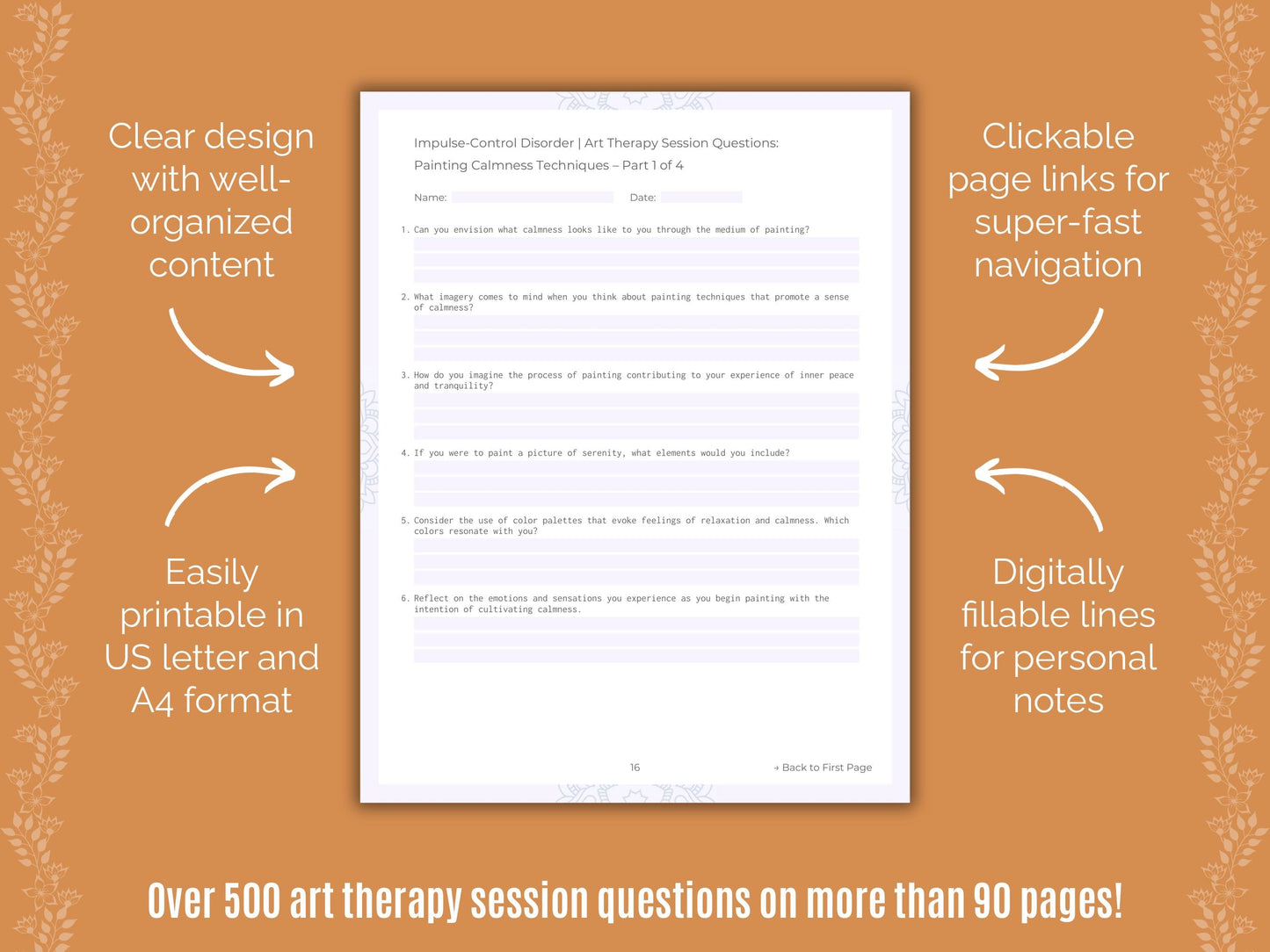 Impulse-Control Disorder (ICD) Art Therapy Counseling Templates