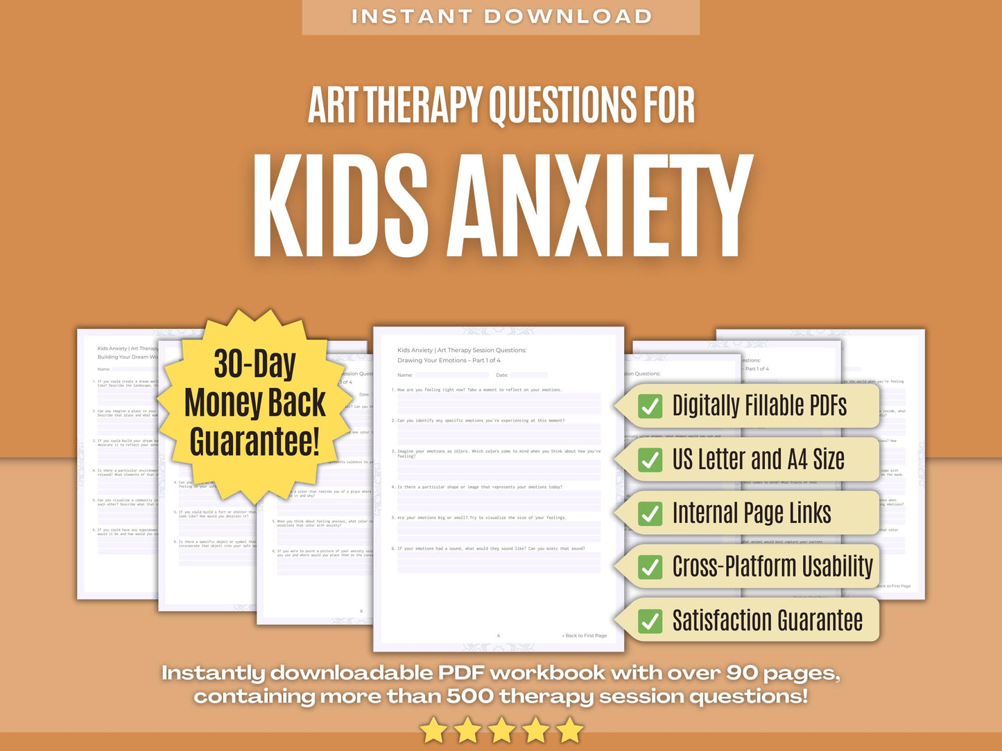 Kids Anxiety Art Therapy Psychology Workbooks