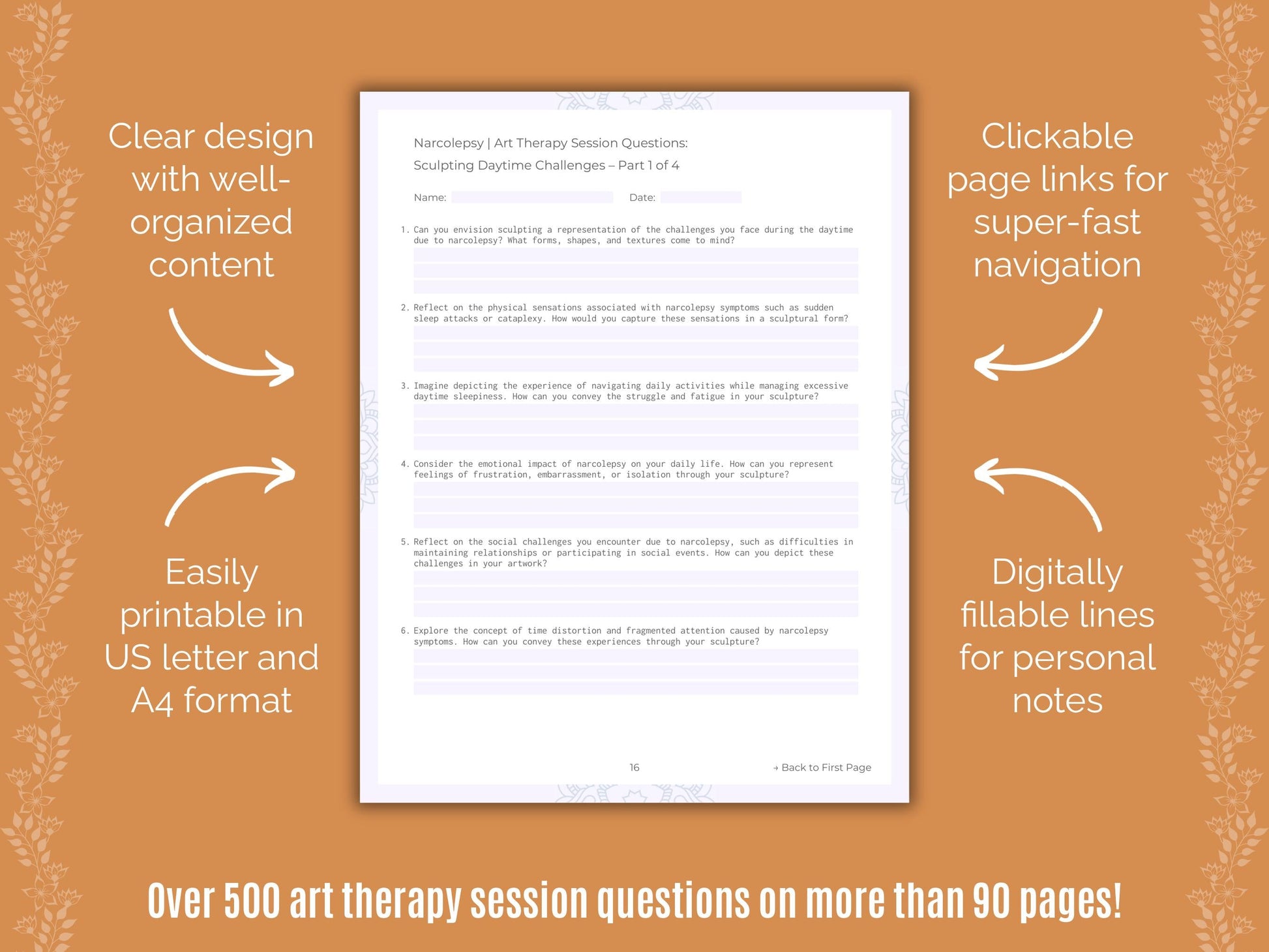 Narcolepsy Art Therapy Counseling Templates