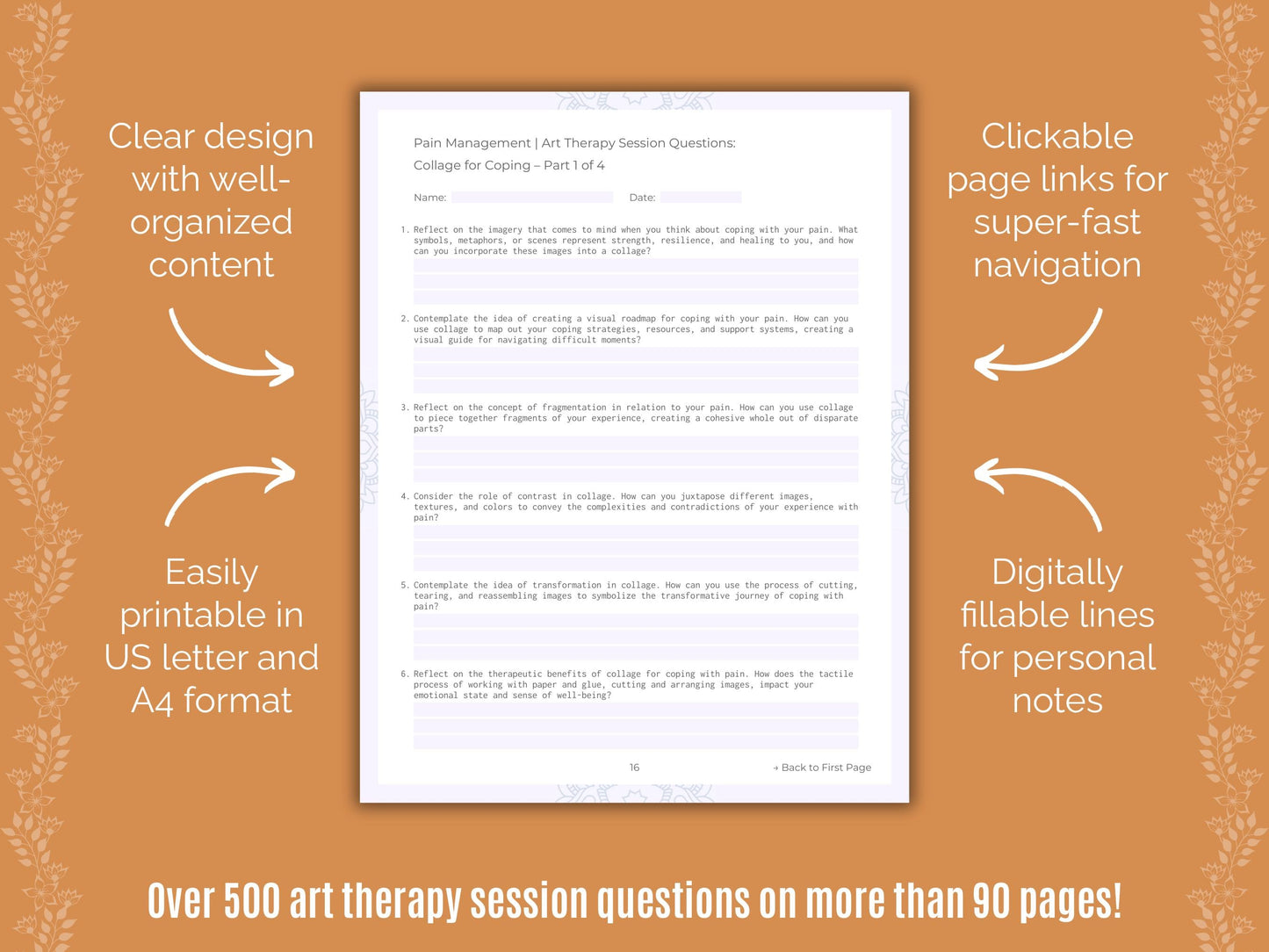 Pain Management Art Therapy Counseling Templates