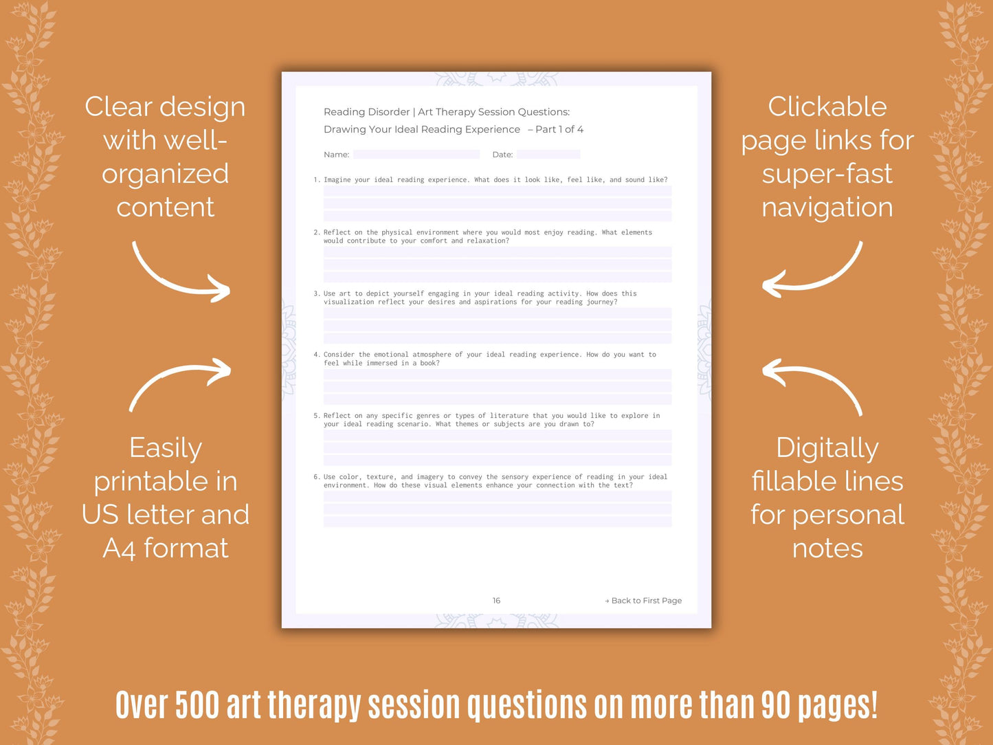 Reading Disorder Art Therapy Counseling Templates