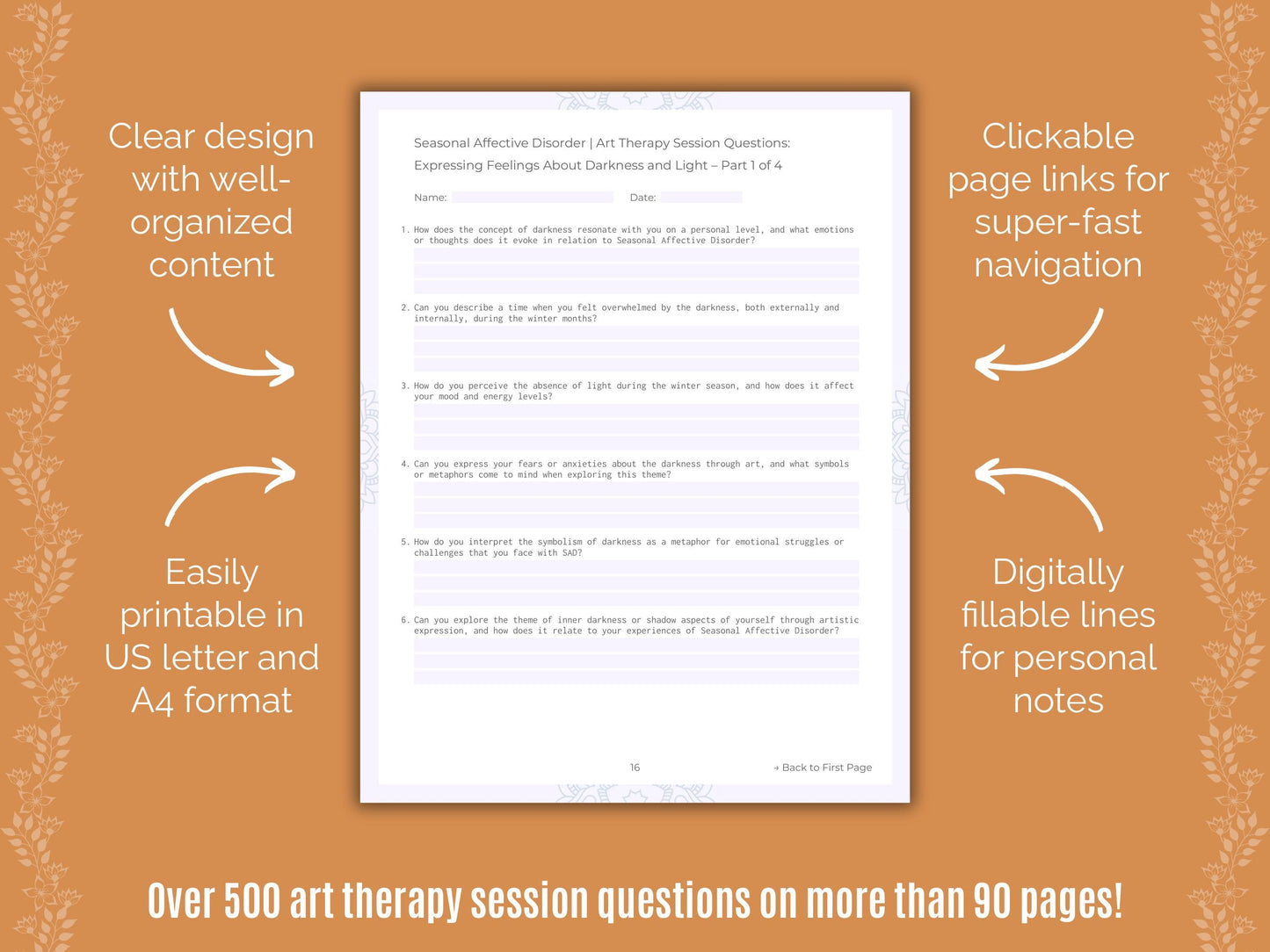 Seasonal Affective Disorder Art Therapy Counseling Templates