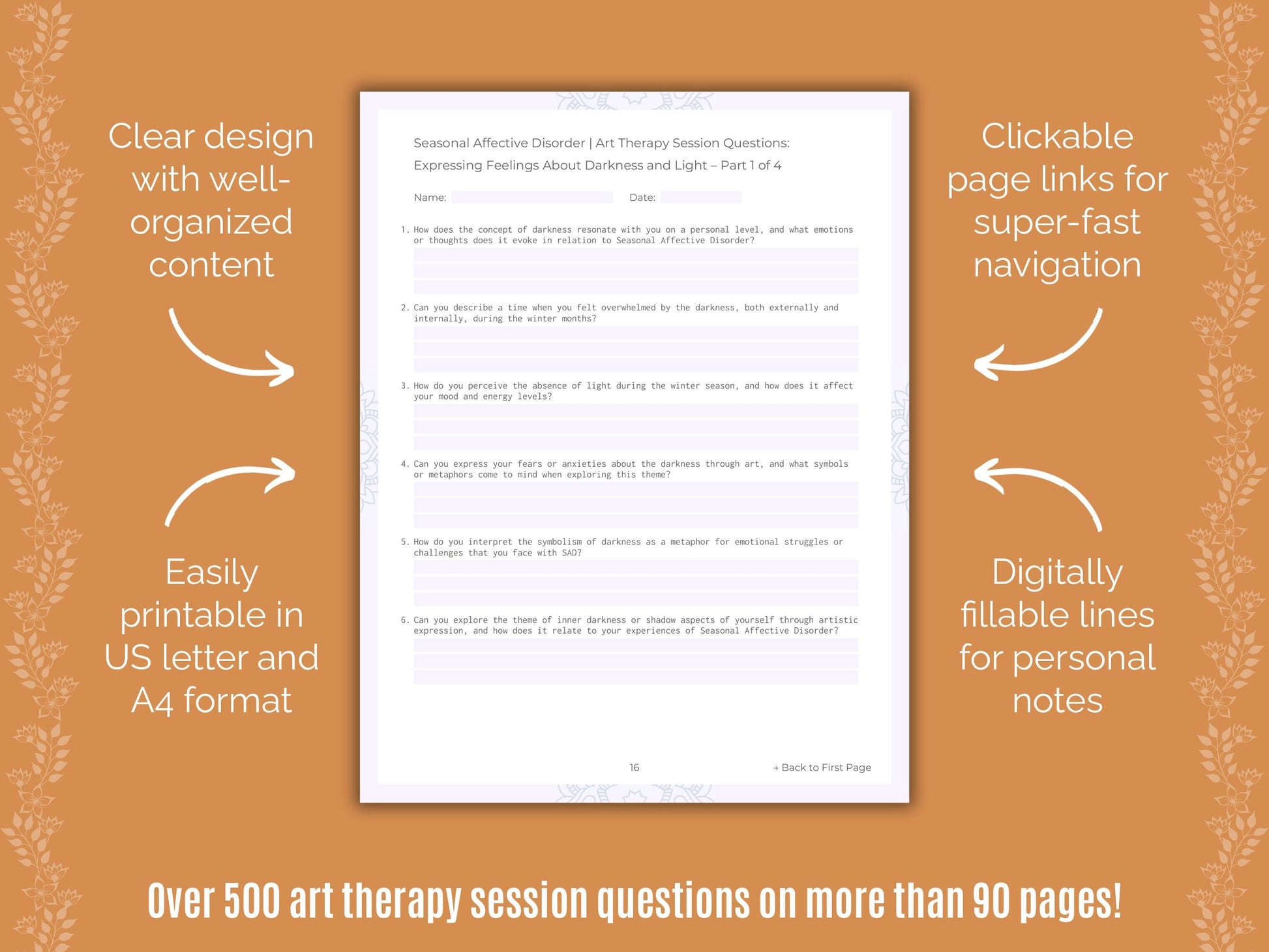 Seasonal Affective Disorder Art Therapy Counseling Templates