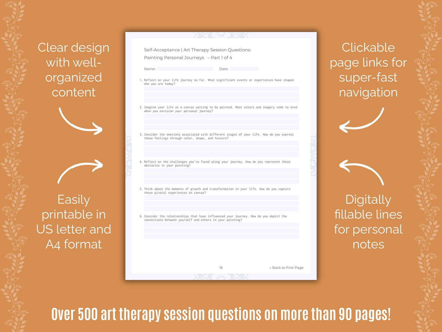 Self-Acceptance Art Therapy Counseling Templates