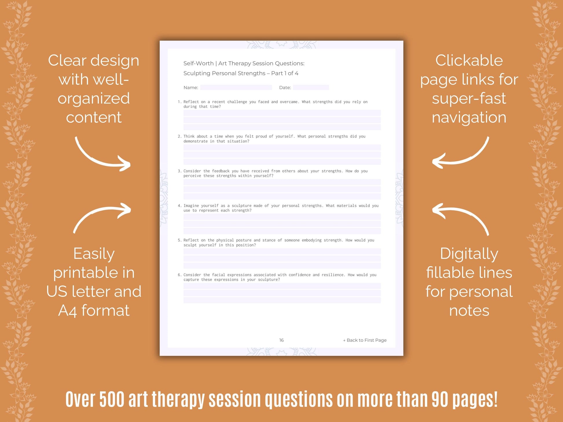 Self-Worth Art Therapy Counseling Templates