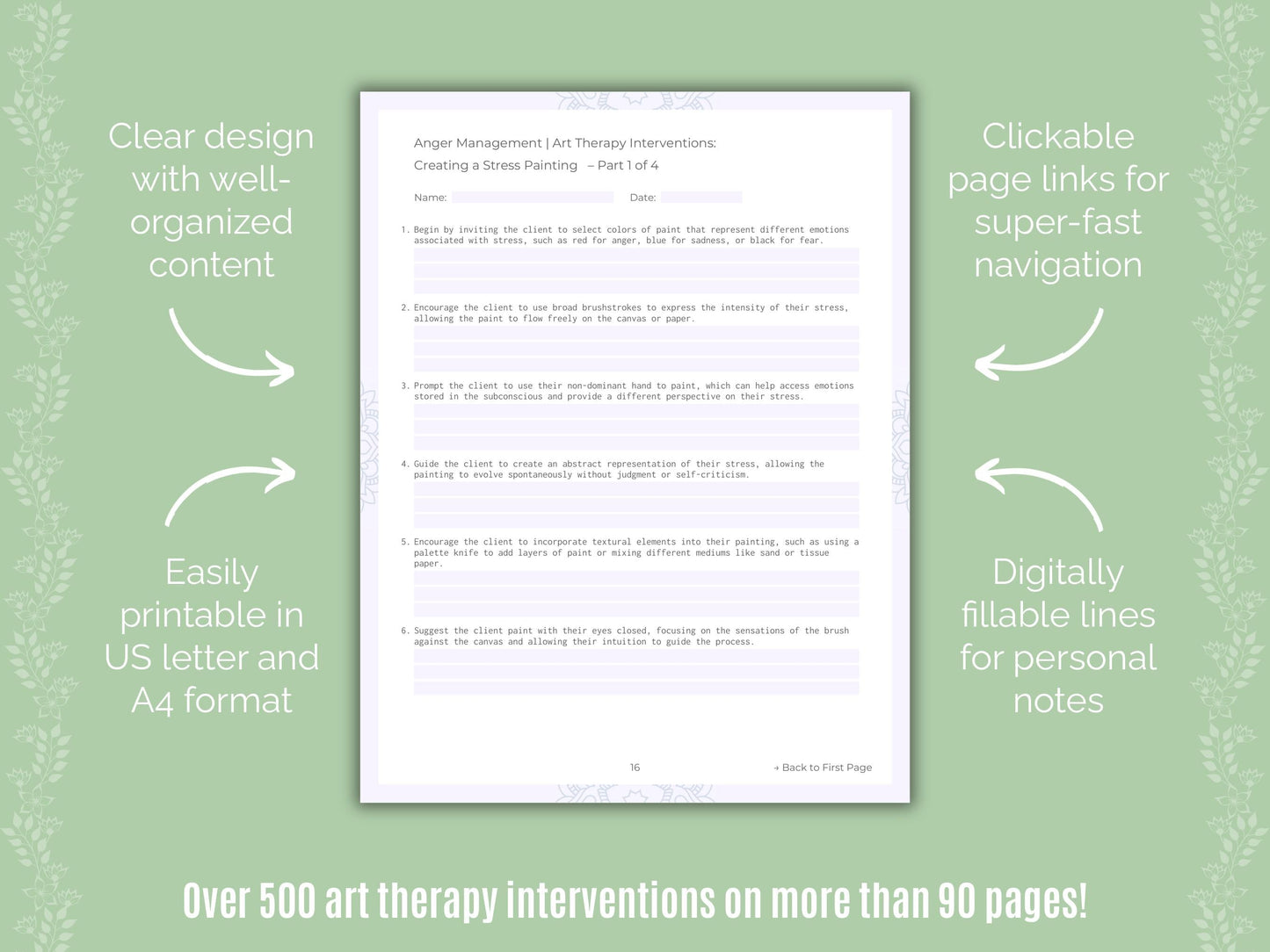 Anger Management Art Therapy Counseling Templates