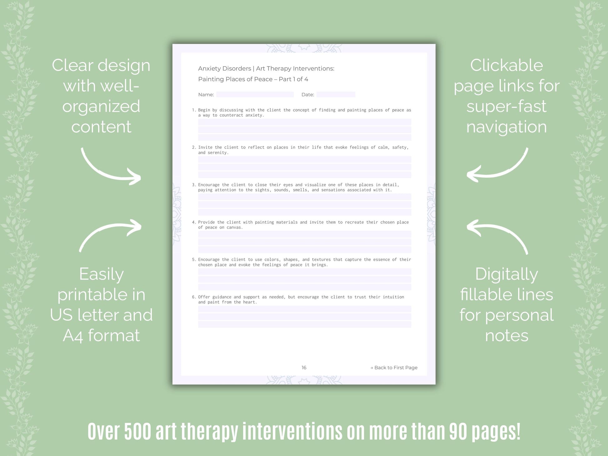 Anxiety Disorders Art Therapy Counseling Templates