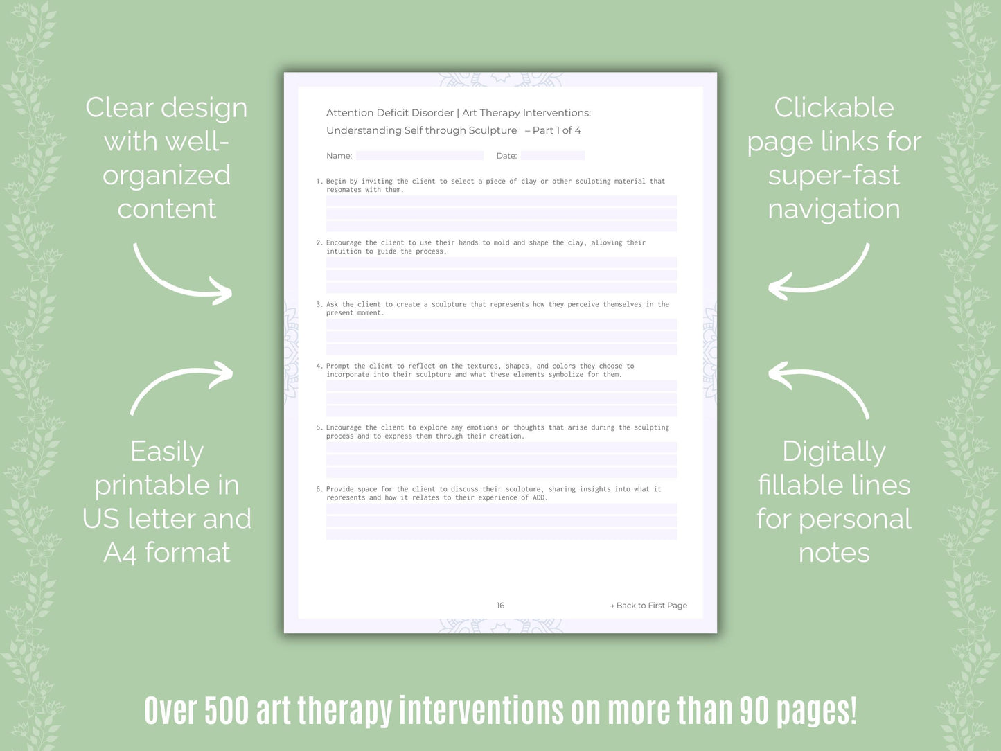 Attention Deficit Disorder (ADD) Art Therapy Counseling Templates