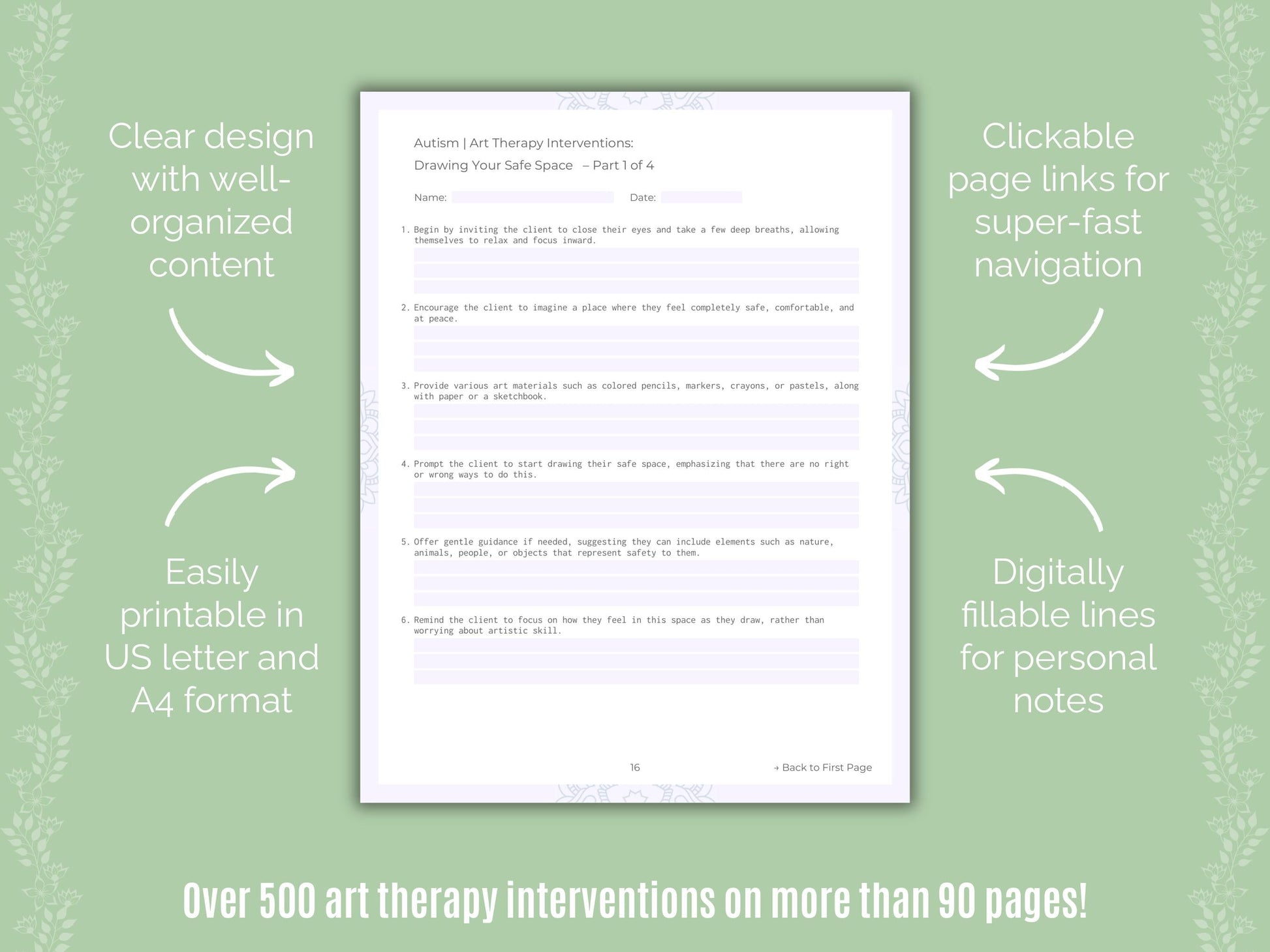 Autism Spectrum Disorder Art Therapy Counseling Templates
