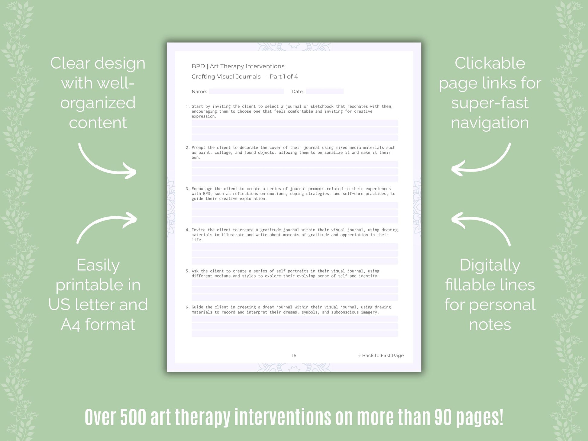 Borderline Personality Disorder (BPD) Art Therapy Counseling Templates