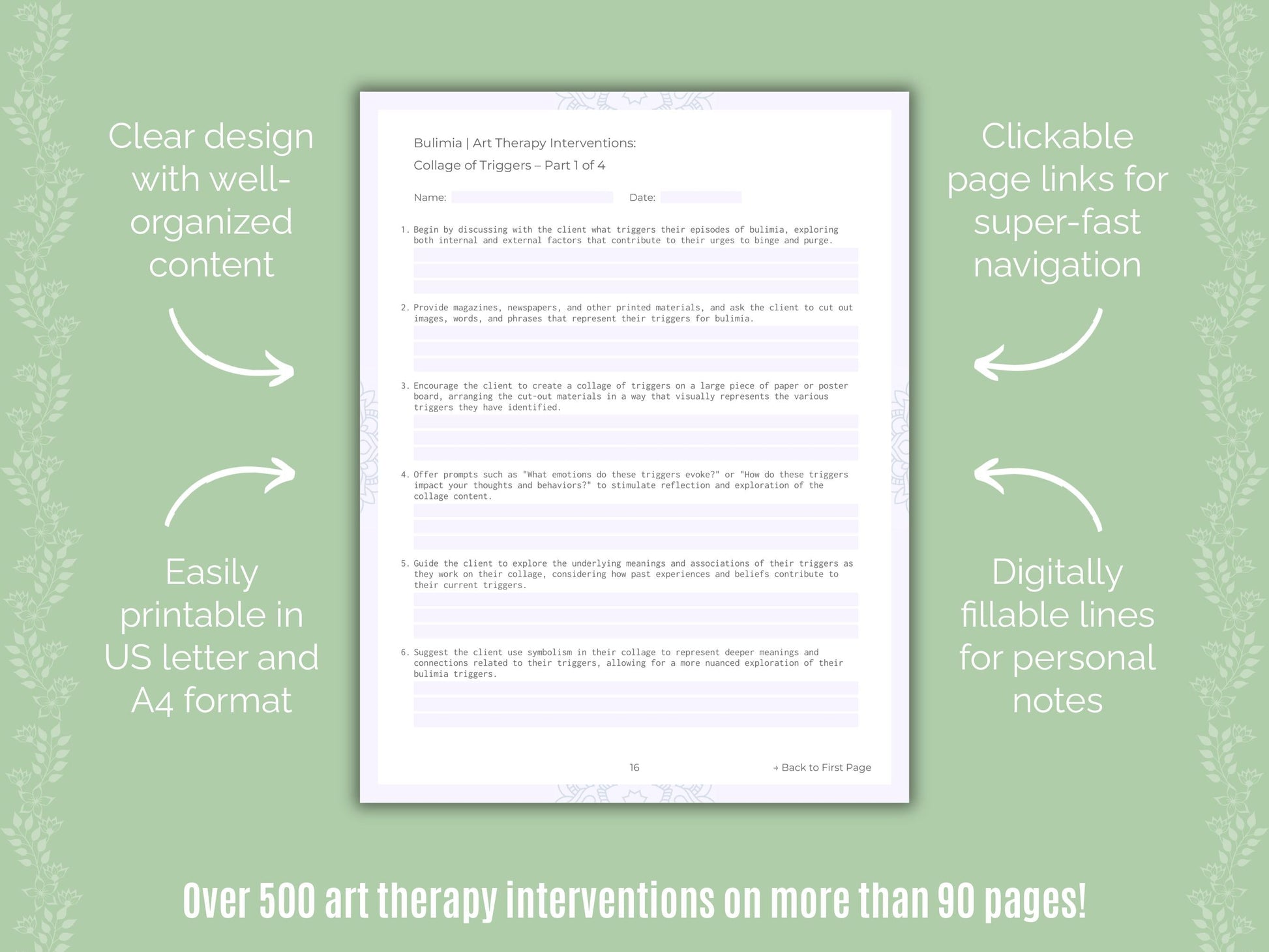 Bulimia Art Therapy Counseling Templates